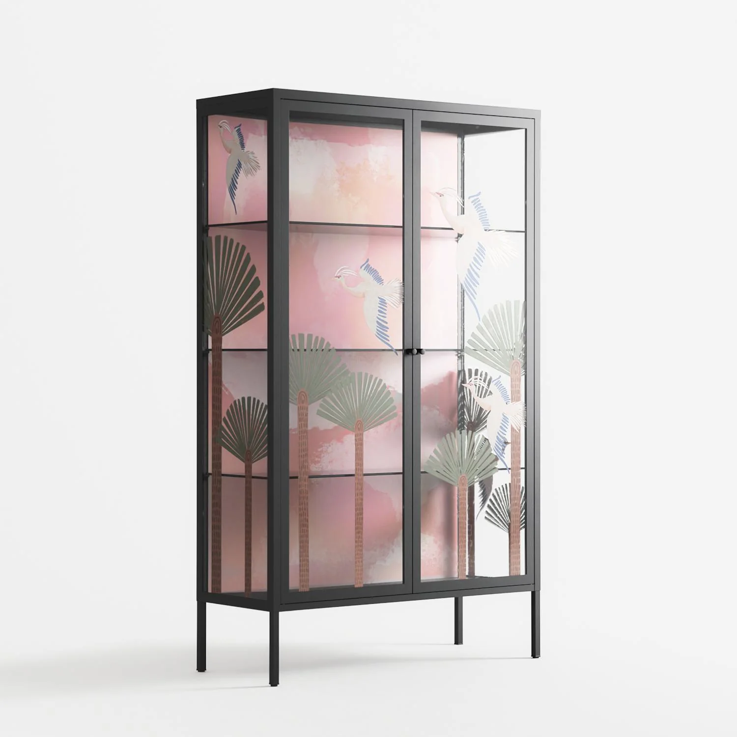 Abstract Cranes And Palms - Cabinet - Raissa Oltmanns - Antracite - Overlay Glass - Image 4