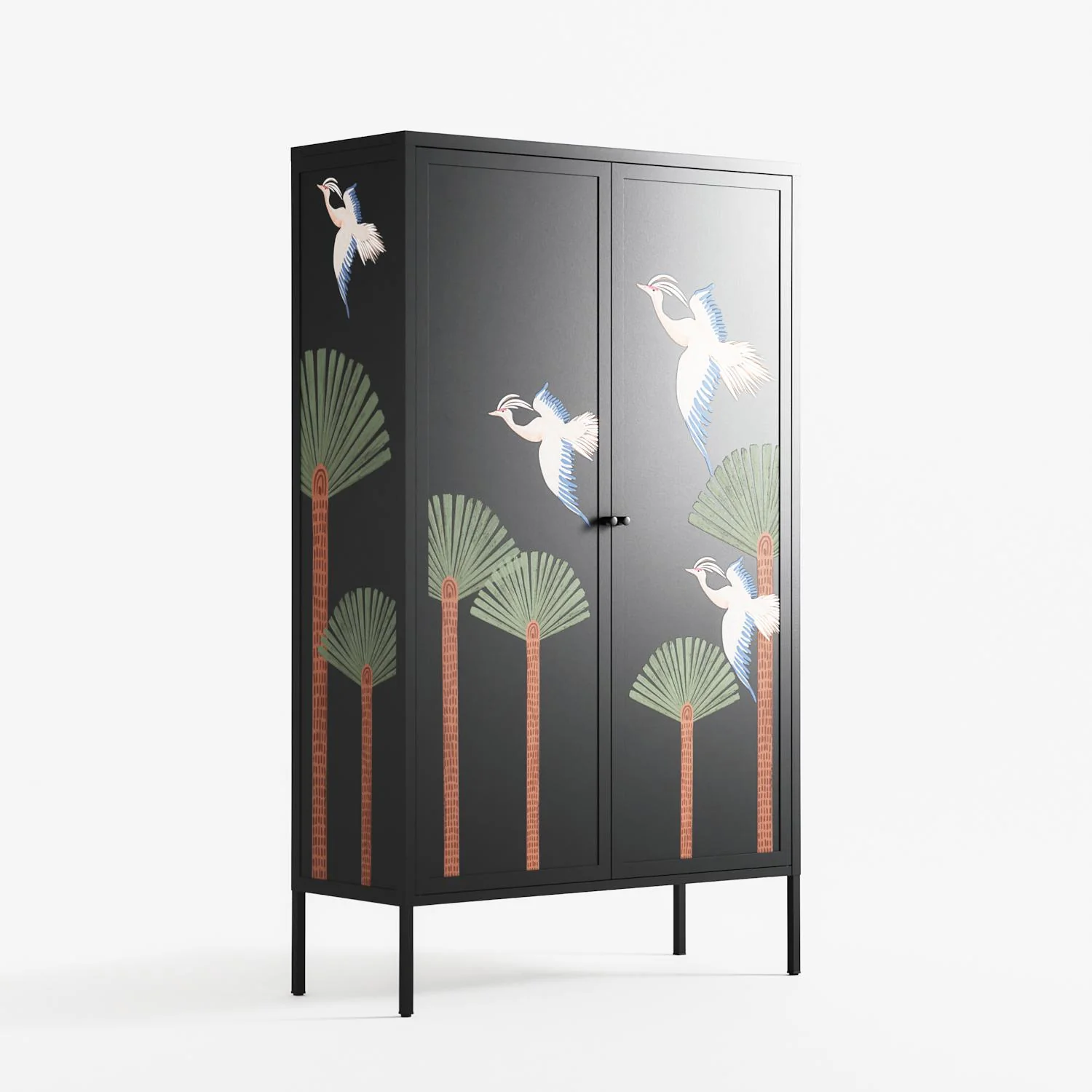 Abstract Cranes And Palms - Cabinet - Raissa Oltmanns - Antracite - Overlay Metal - Image 4