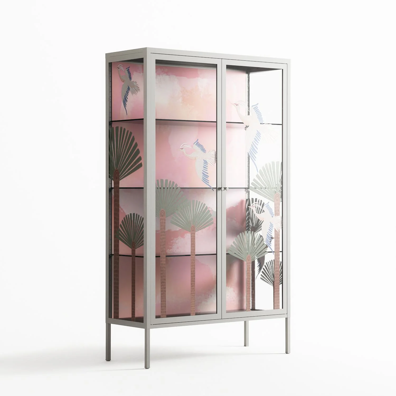 Abstract Cranes And Palms - Cabinet - Raissa Oltmanns - Chalk - Overlay Glass - Image 4