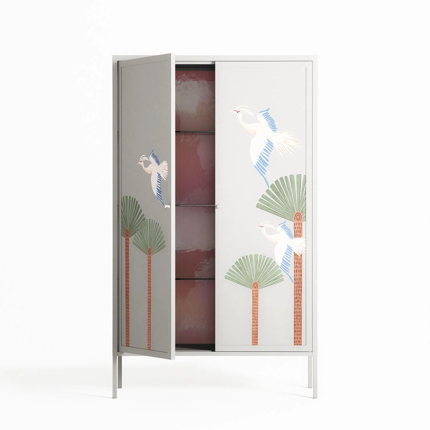 Abstract Cranes And Palms - Cabinet - Raissa Oltmanns - Chalk - Overlay Metal - Image 3