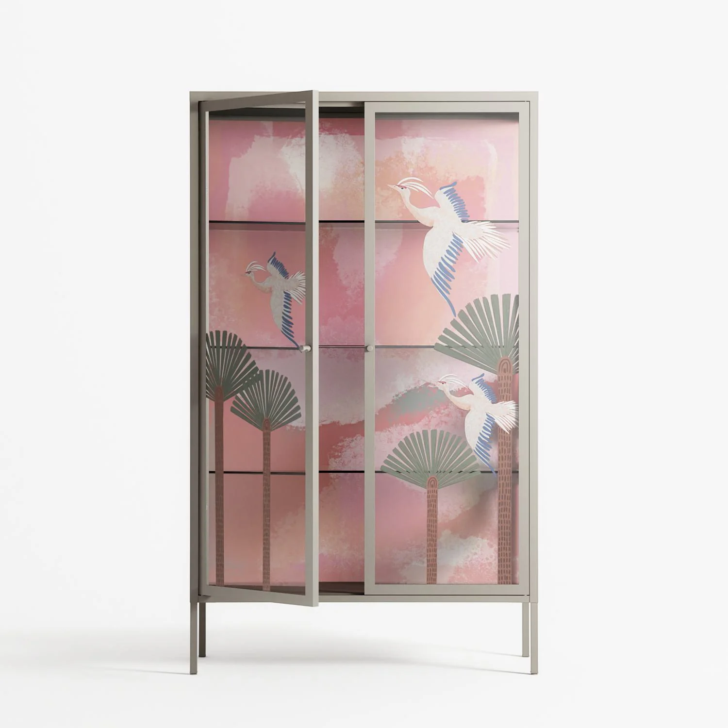 Abstract Cranes And Palms - Cabinet - Raissa Oltmanns - Pebble - Overlay Glass - Image 3