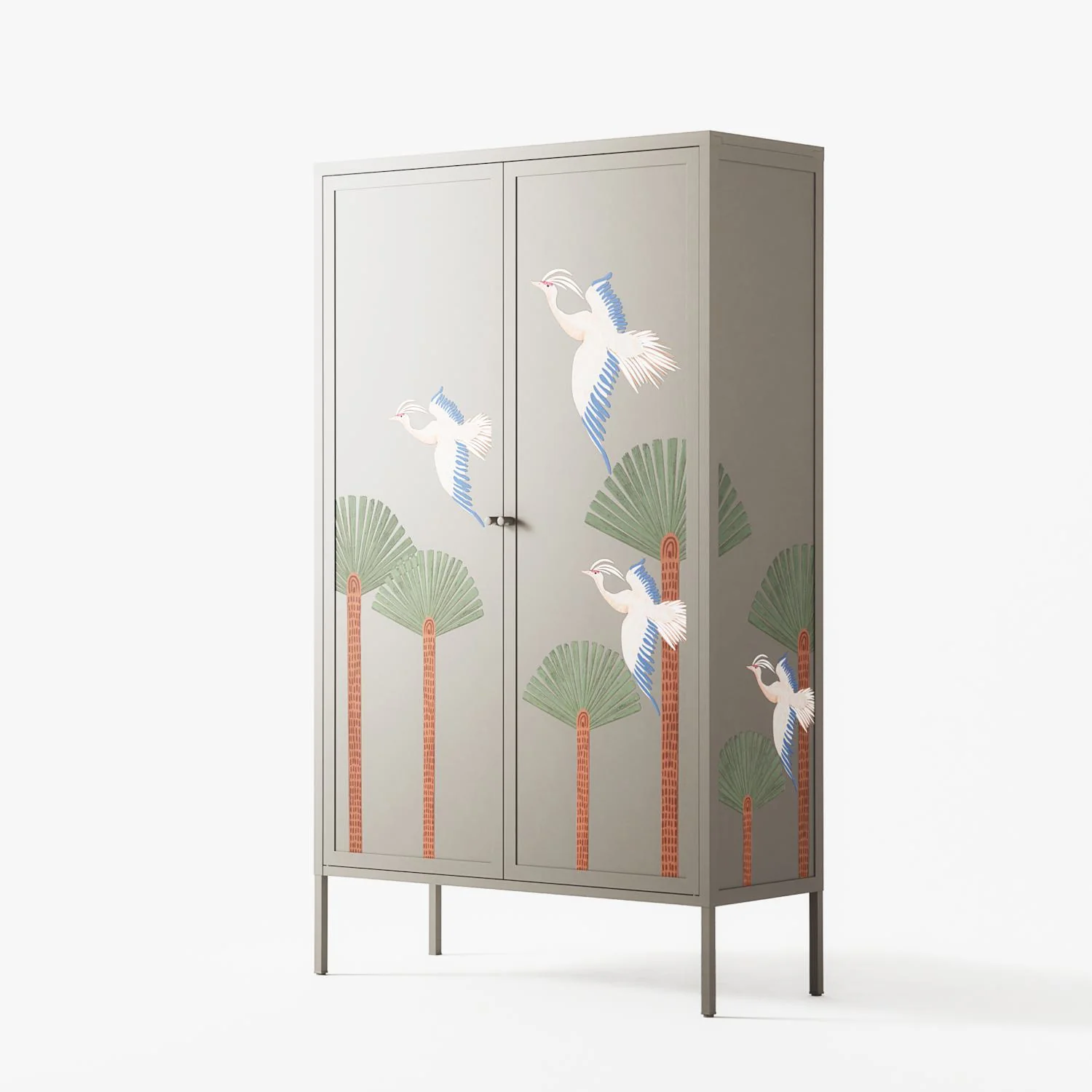 Abstract Cranes And Palms - Cabinet - Raissa Oltmanns - Pebble - Overlay Metal - Image 2