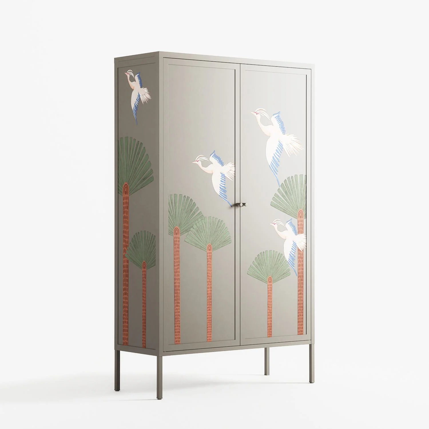 Abstract Cranes And Palms - Cabinet - Raissa Oltmanns - Pebble - Overlay Metal - Image 4