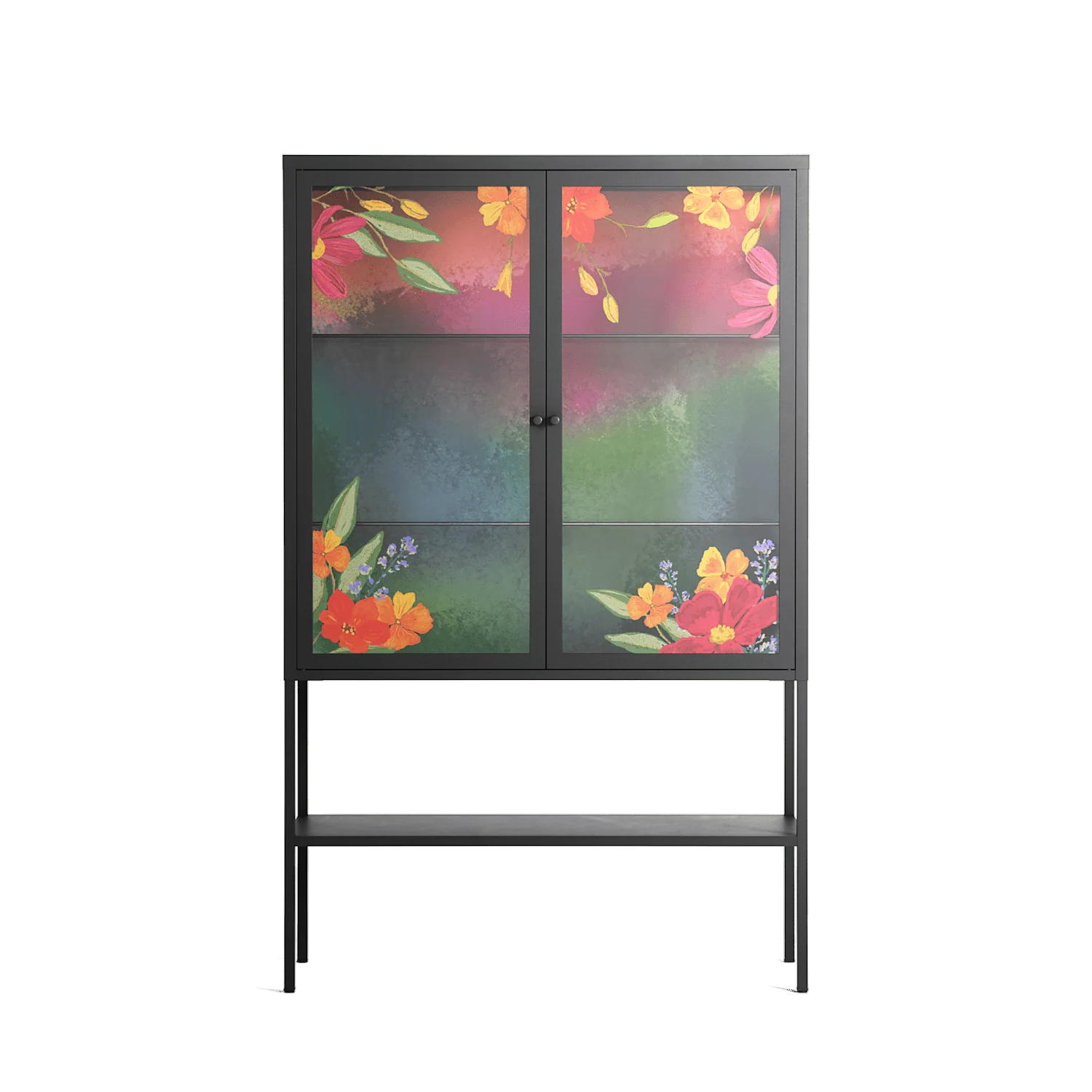 Abstract Spring Flowers - Loft Cabinet - Raissa Oltmanns - Antracite - Overlay Glass