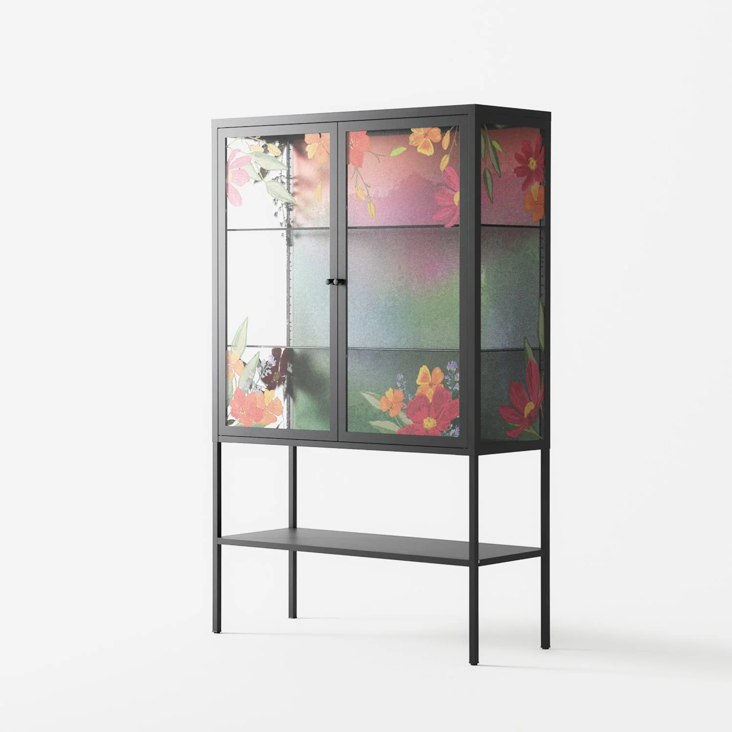 Abstract Spring Flowers - Loft Cabinet - Raissa Oltmanns - Antracite - Overlay Glass - Image 2