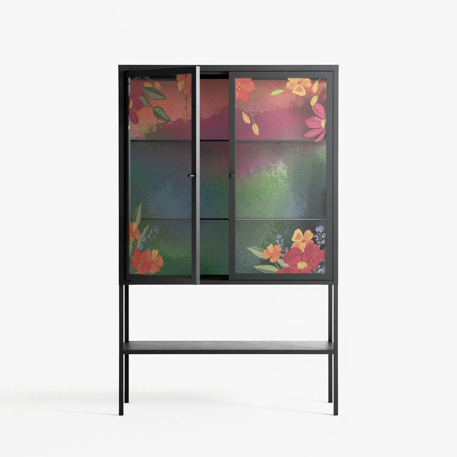 Abstract Spring Flowers - Loft Cabinet - Raissa Oltmanns - Antracite - Overlay Glass - Image 3