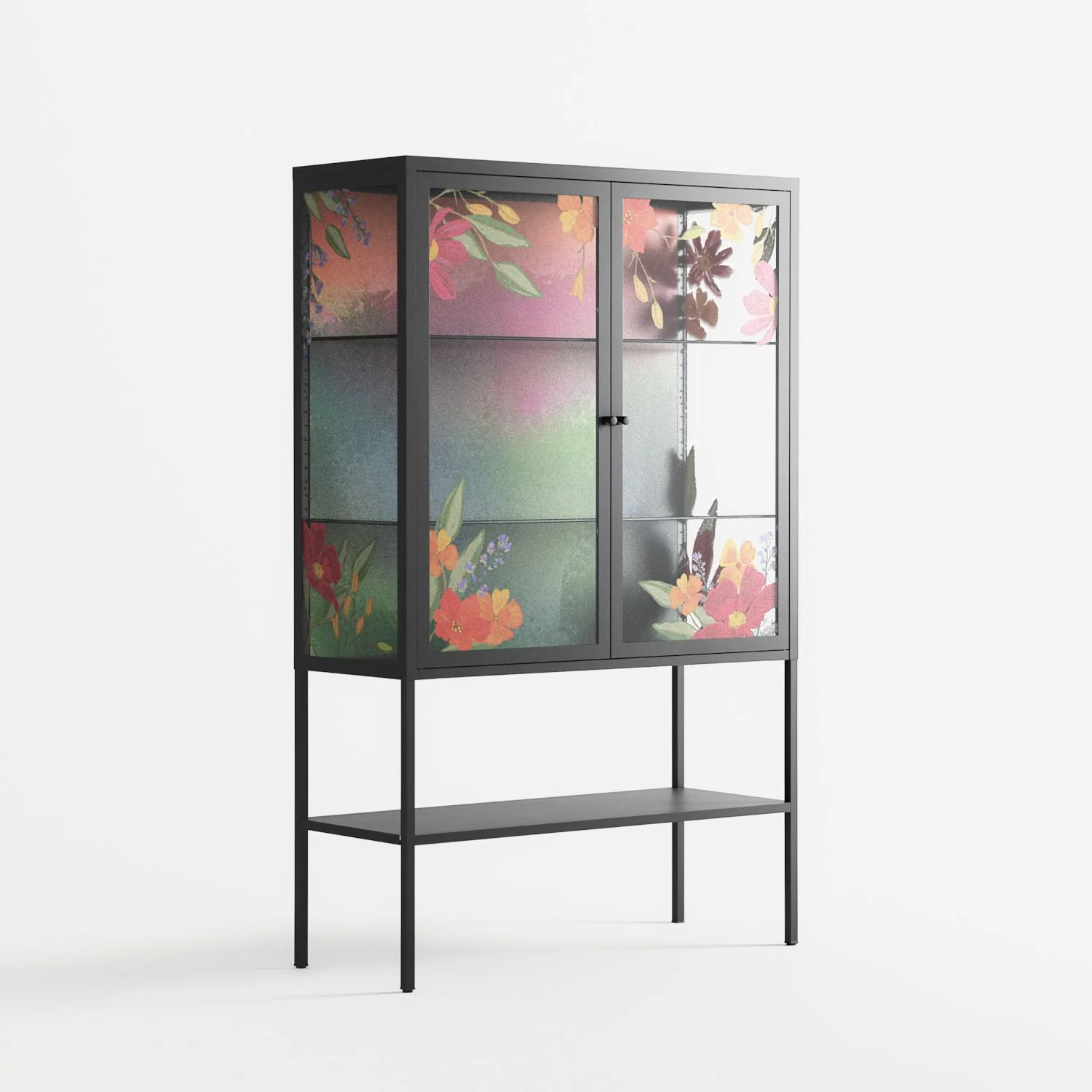 Abstract Spring Flowers - Loft Cabinet - Raissa Oltmanns - Antracite - Overlay Glass - Image 4