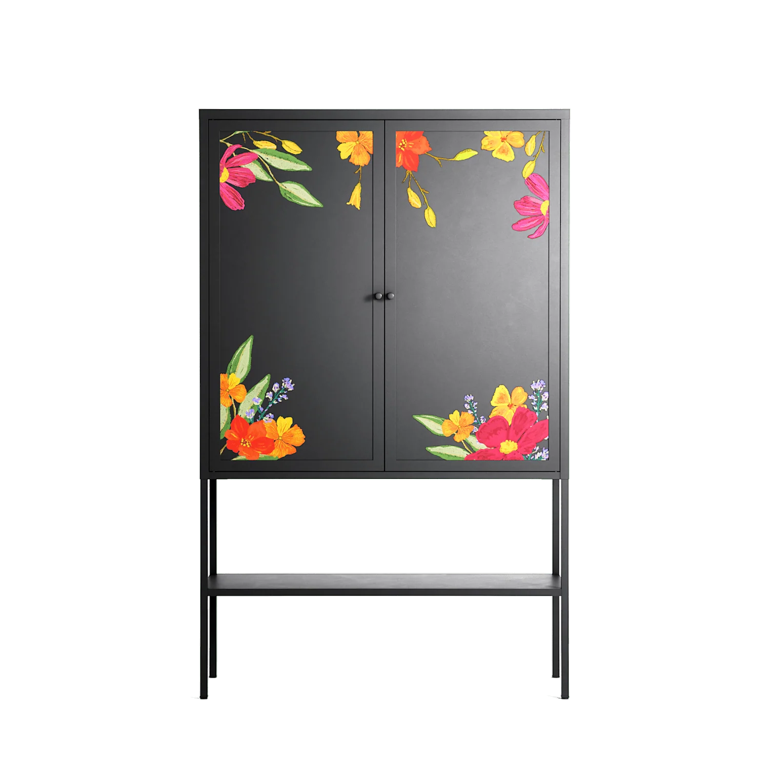Abstract Spring Flowers - Loft Cabinet - Raissa Oltmanns - Antracite - Overlay Metal