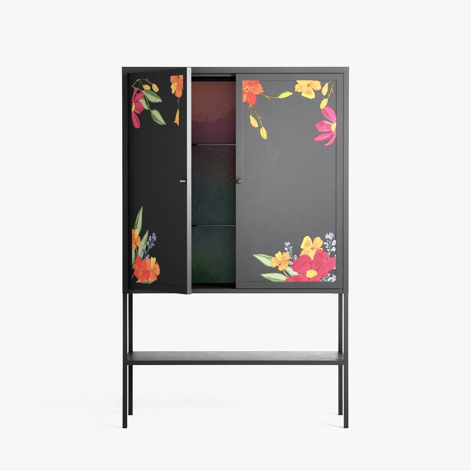 Abstract Spring Flowers - Loft Cabinet - Raissa Oltmanns - Antracite - Overlay Metal - Image 3