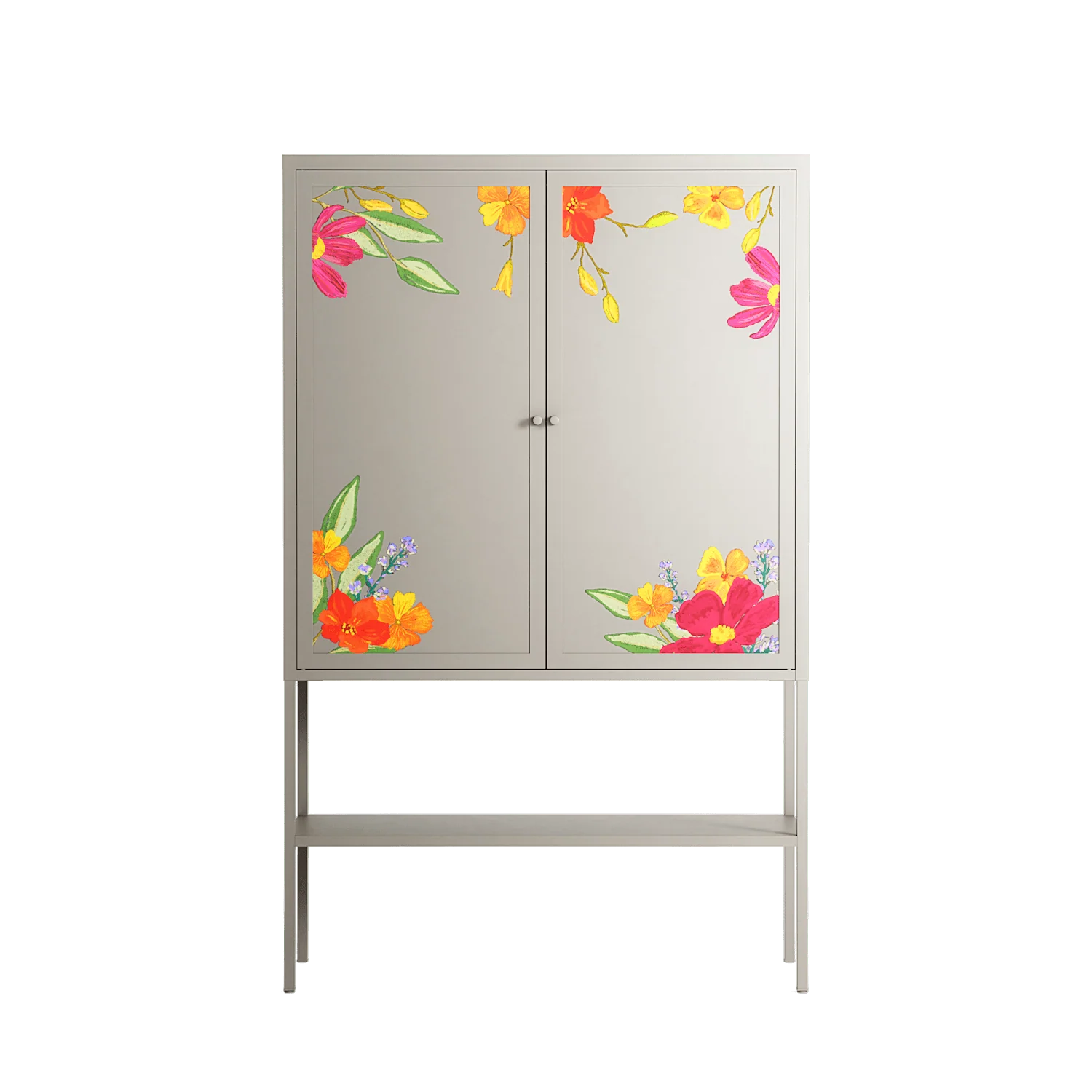 Abstract Spring Flowers - Loft Cabinet - Raissa Oltmanns - Pebble - Overlay Metal