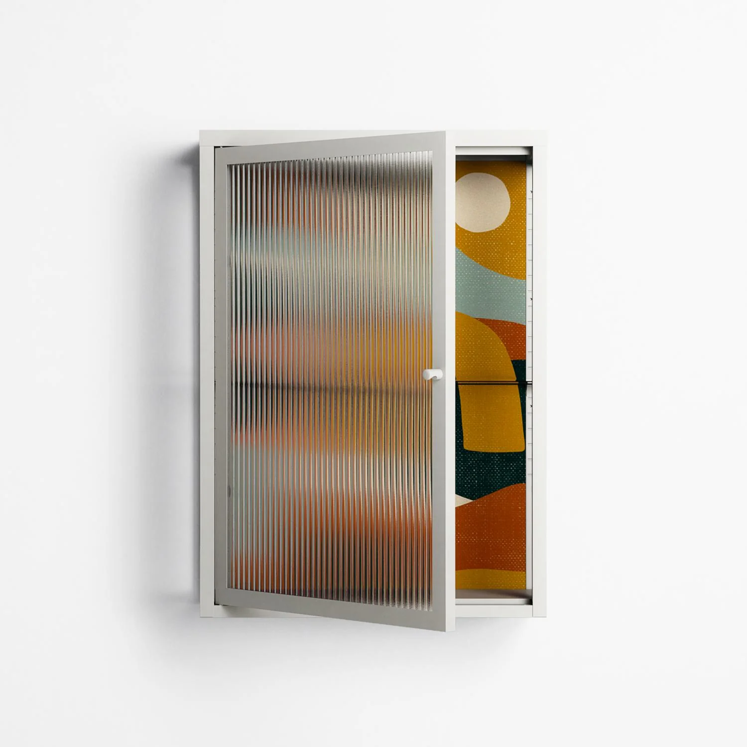 Abstract Sunrise - Wall Cabinet - Amy Suther - Chalk - Reeded glass - Image 2
