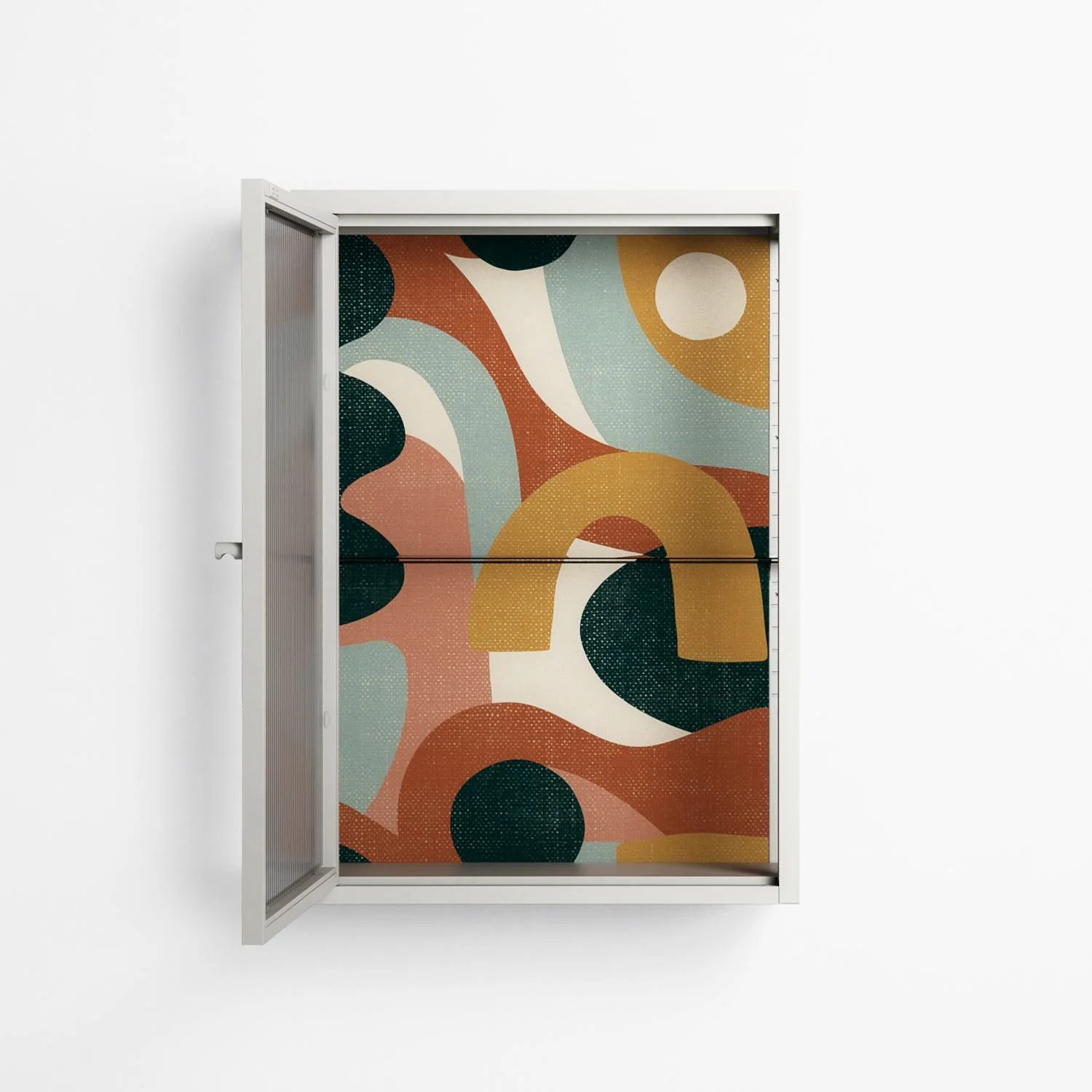 Abstract Sunrise - Wall Cabinet - Amy Suther - Chalk - Reeded glass - Image 3