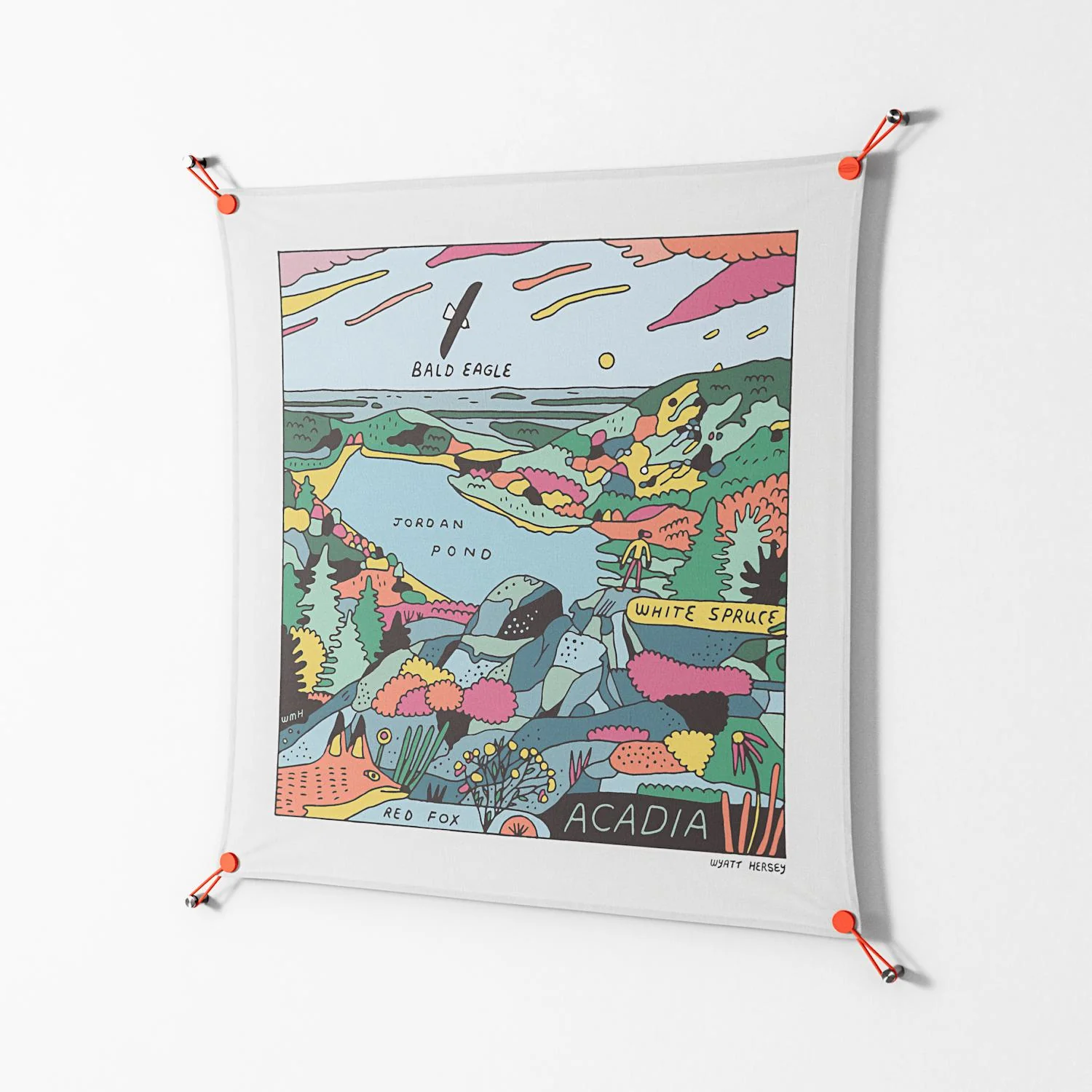 Acadia Square - Work On Wall - Wyatt Hersey - Orange - 90 x 90 cm - Image 2