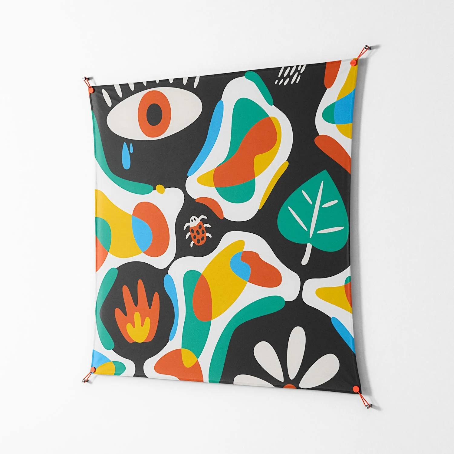 Alive - Work On Wall - Vratislav Pecka - Orange - 140 x 140 cm - Image 2