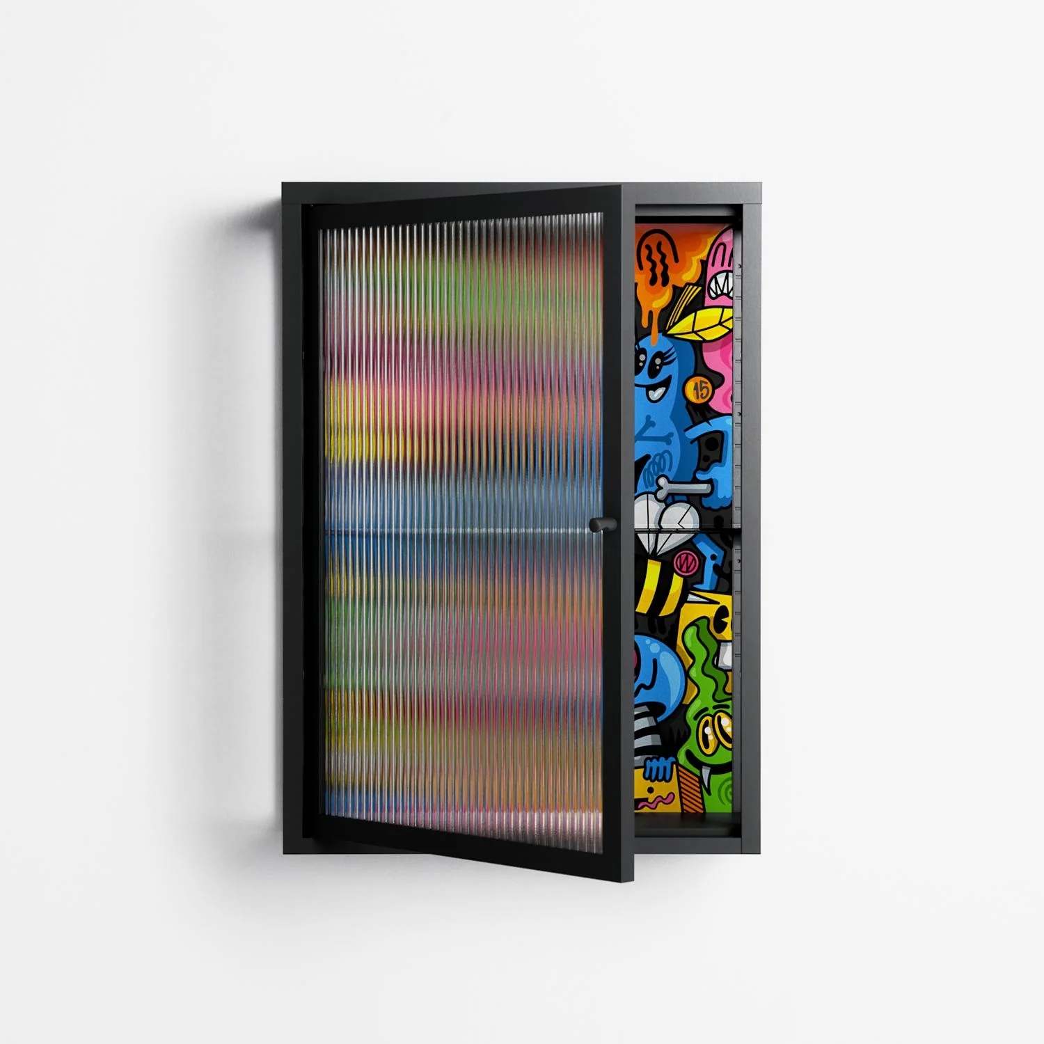 All The Good Guys - Wall Cabinet - Craig Watkins - Antracite - Reeded glass - Image 2