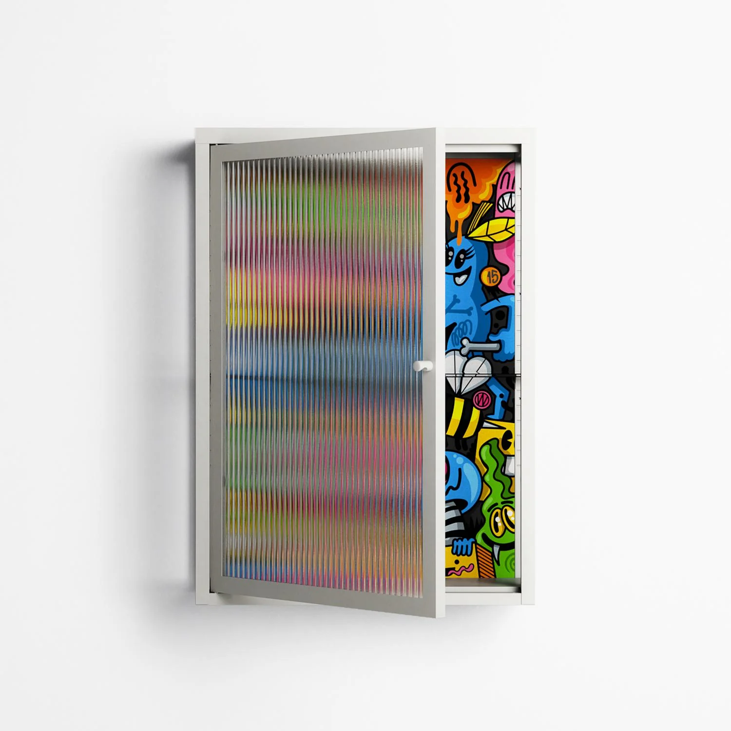 All The Good Guys - Wall Cabinet - Craig Watkins - Chalk - Reeded glass - Image 2