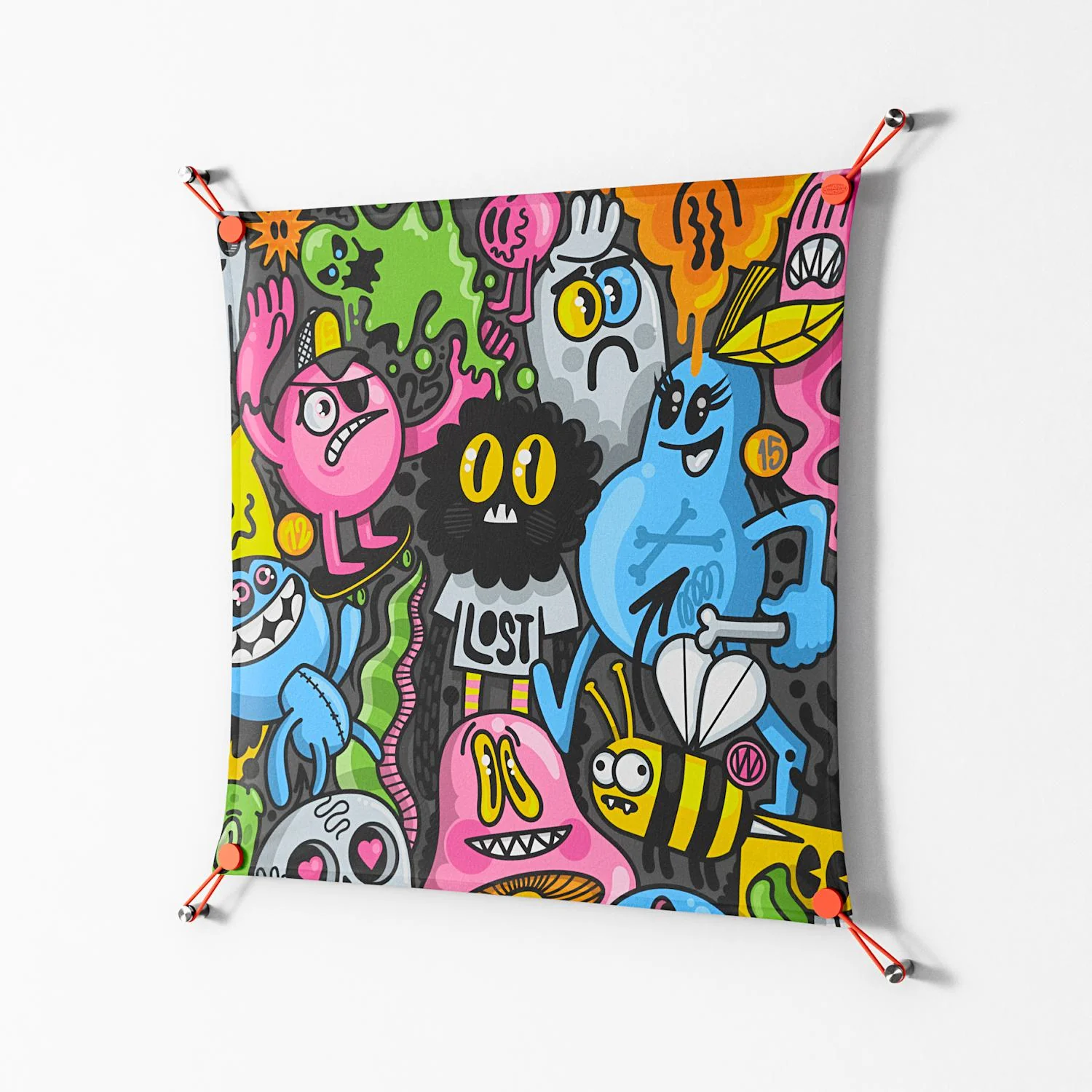 All The Good Guys - Work On Wall - Craig Watkins - Orange - 70 x 70 cm - Image 2