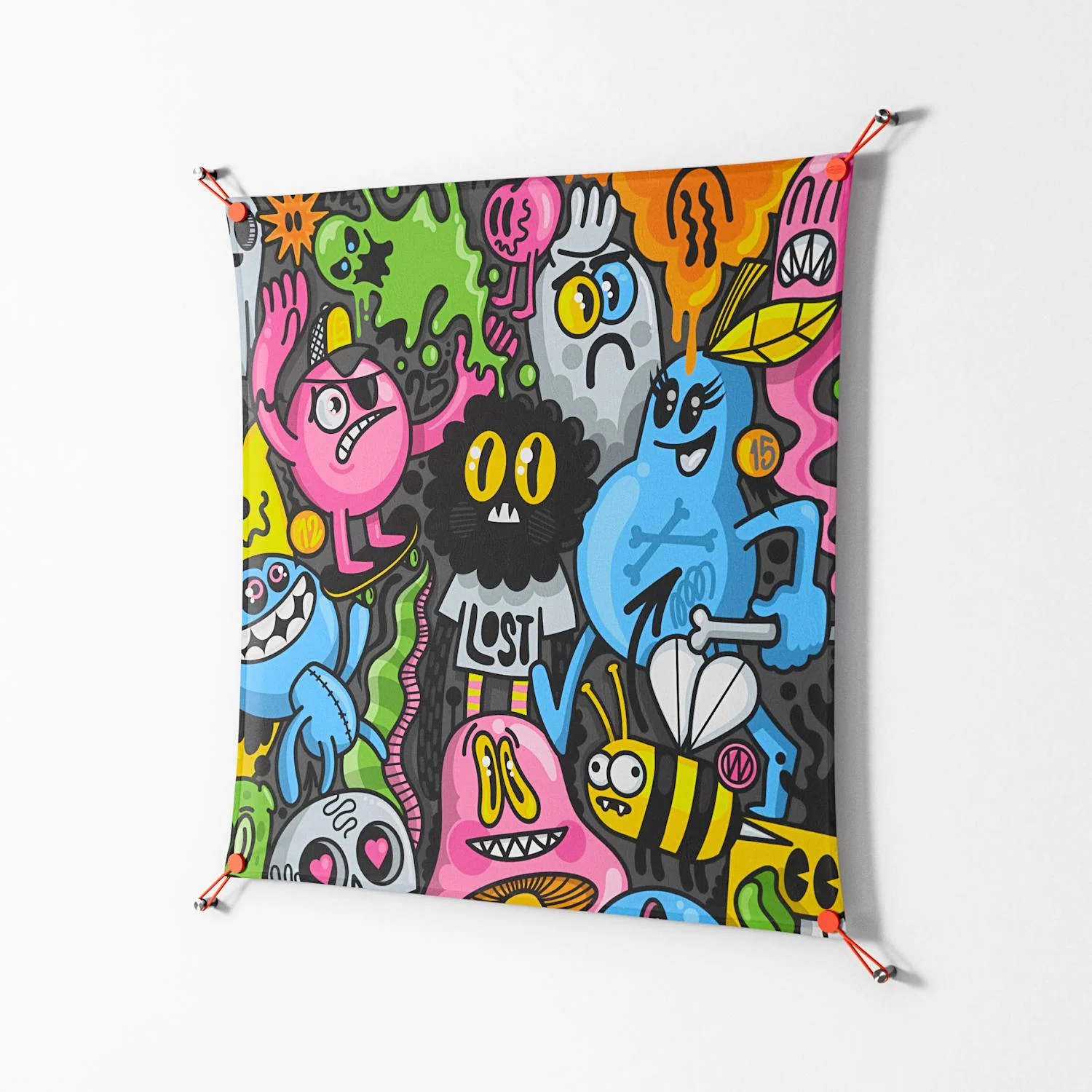 All The Good Guys - Work On Wall - Craig Watkins - Orange - 90 x 90 cm - Image 2
