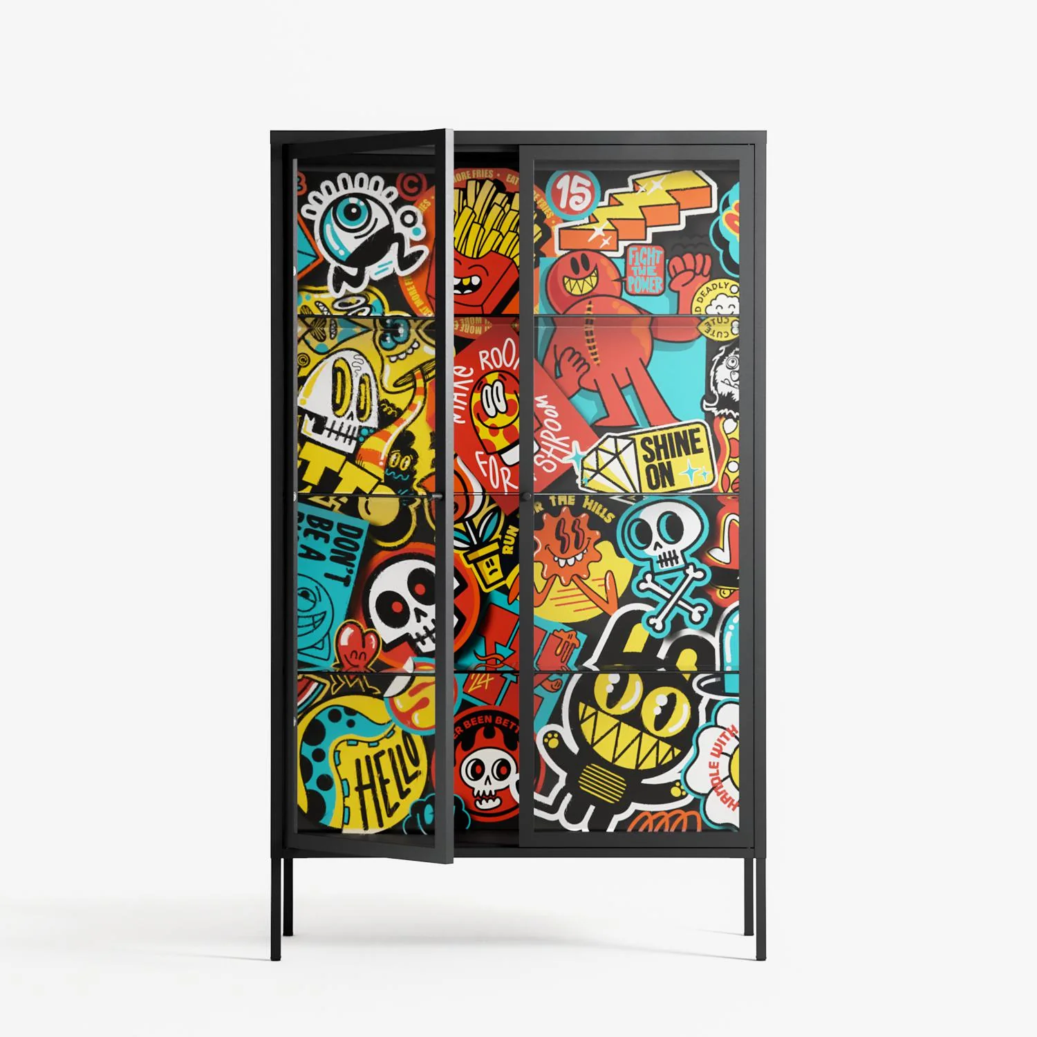 All The Stickers - Cabinet - Craig Watkins - Antracite - Clear glass - Image 2
