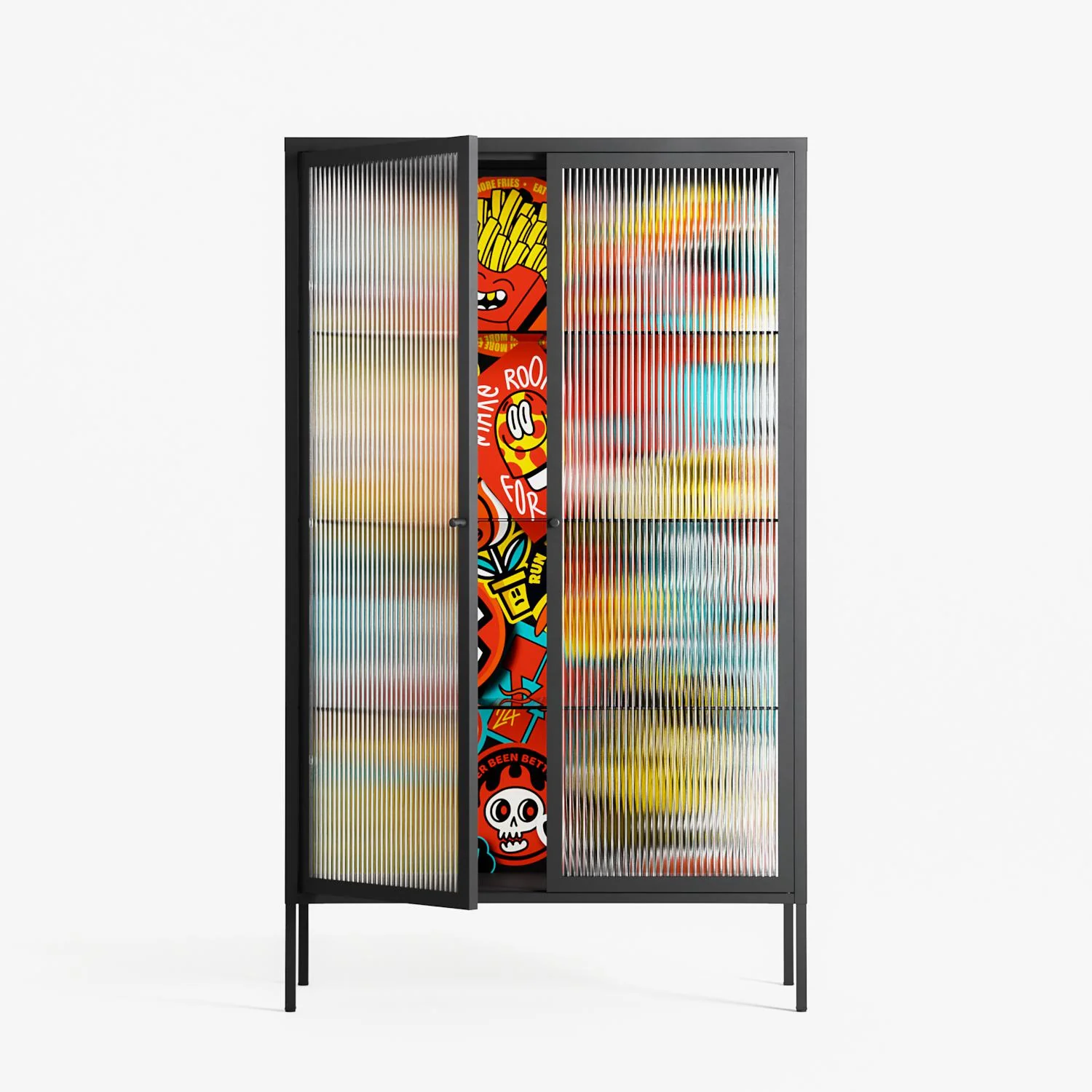 All The Stickers - Cabinet - Craig Watkins - Antracite - Reeded glass - Image 2