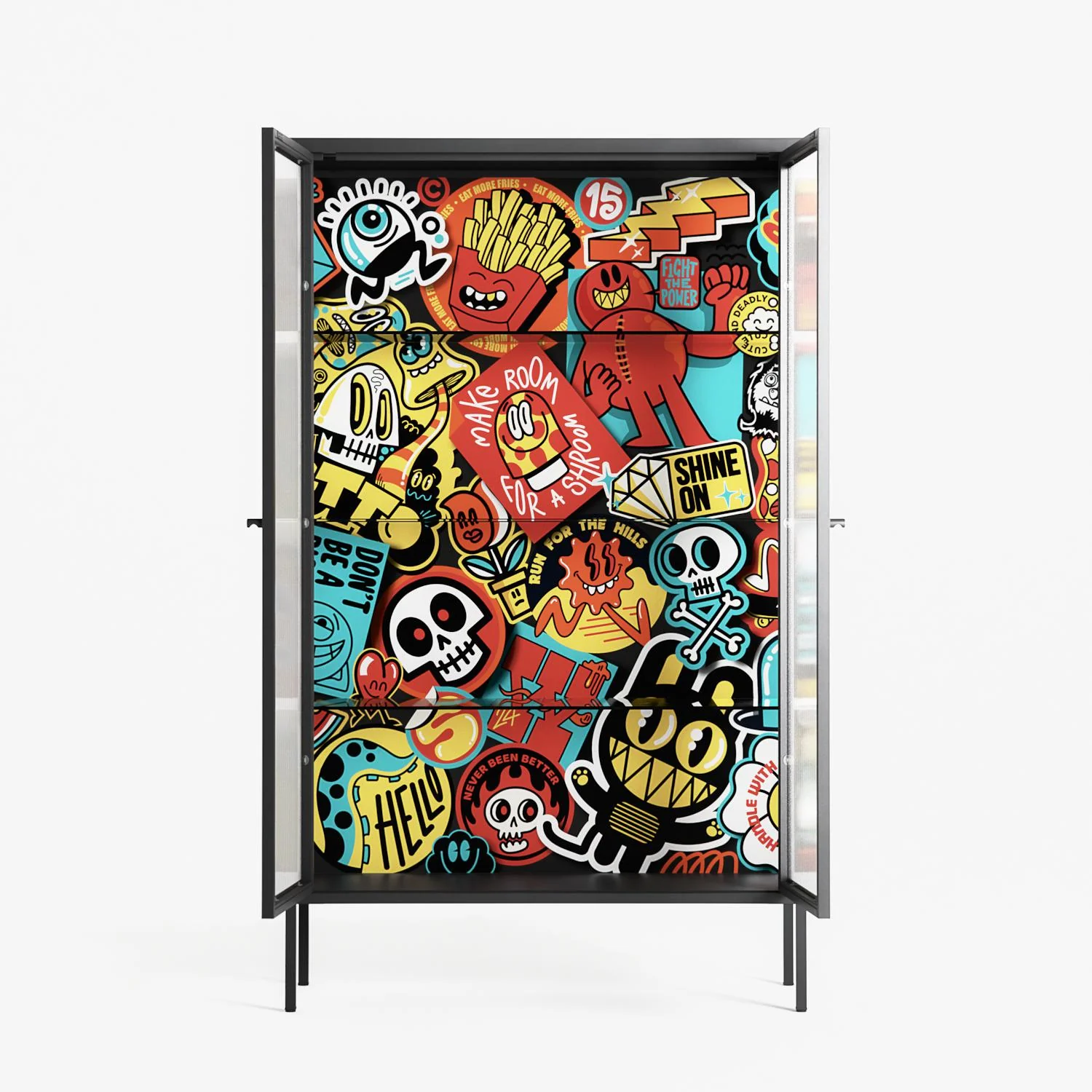 All The Stickers - Cabinet - Craig Watkins - Antracite - Reeded glass - Image 3