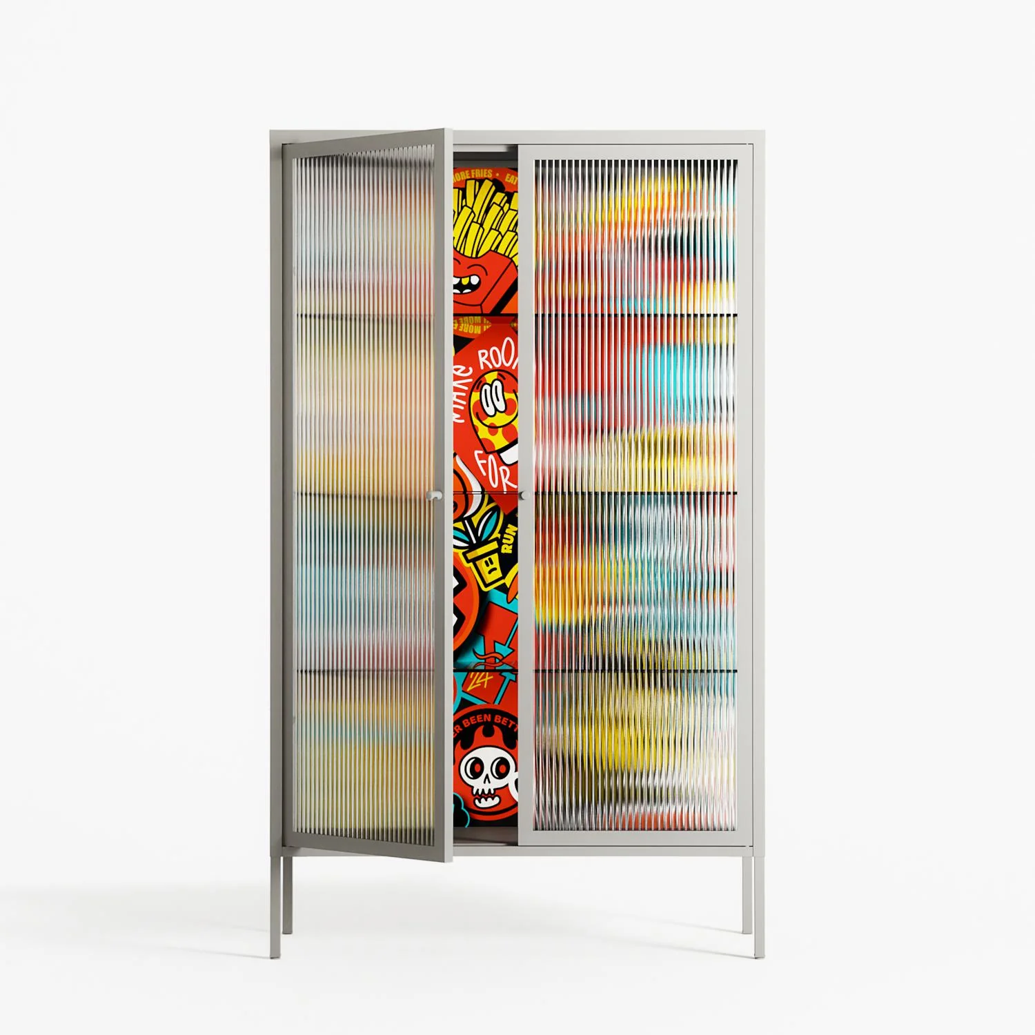 All The Stickers - Cabinet - Craig Watkins - Chalk - Reeded glass - Image 2