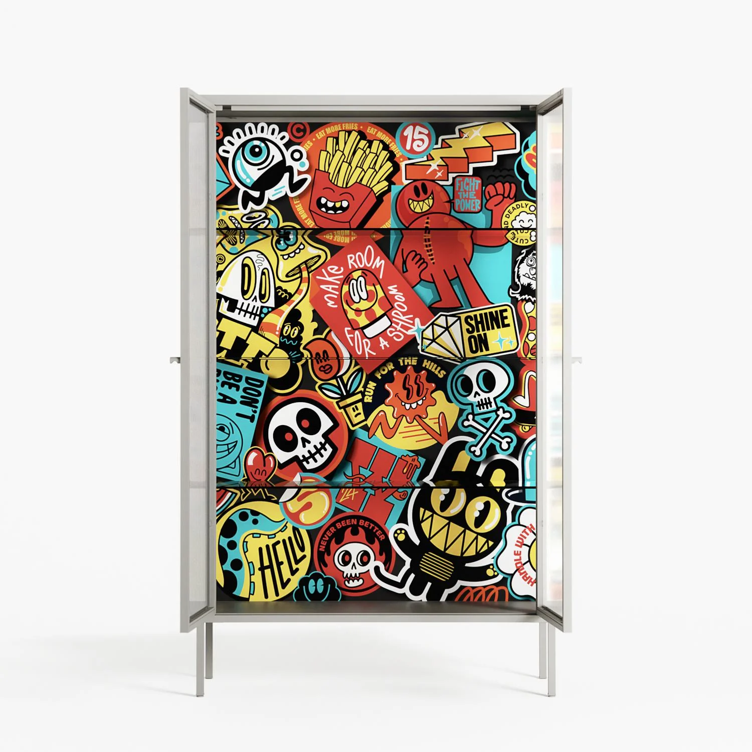All The Stickers - Cabinet - Craig Watkins - Chalk - Reeded glass - Image 3