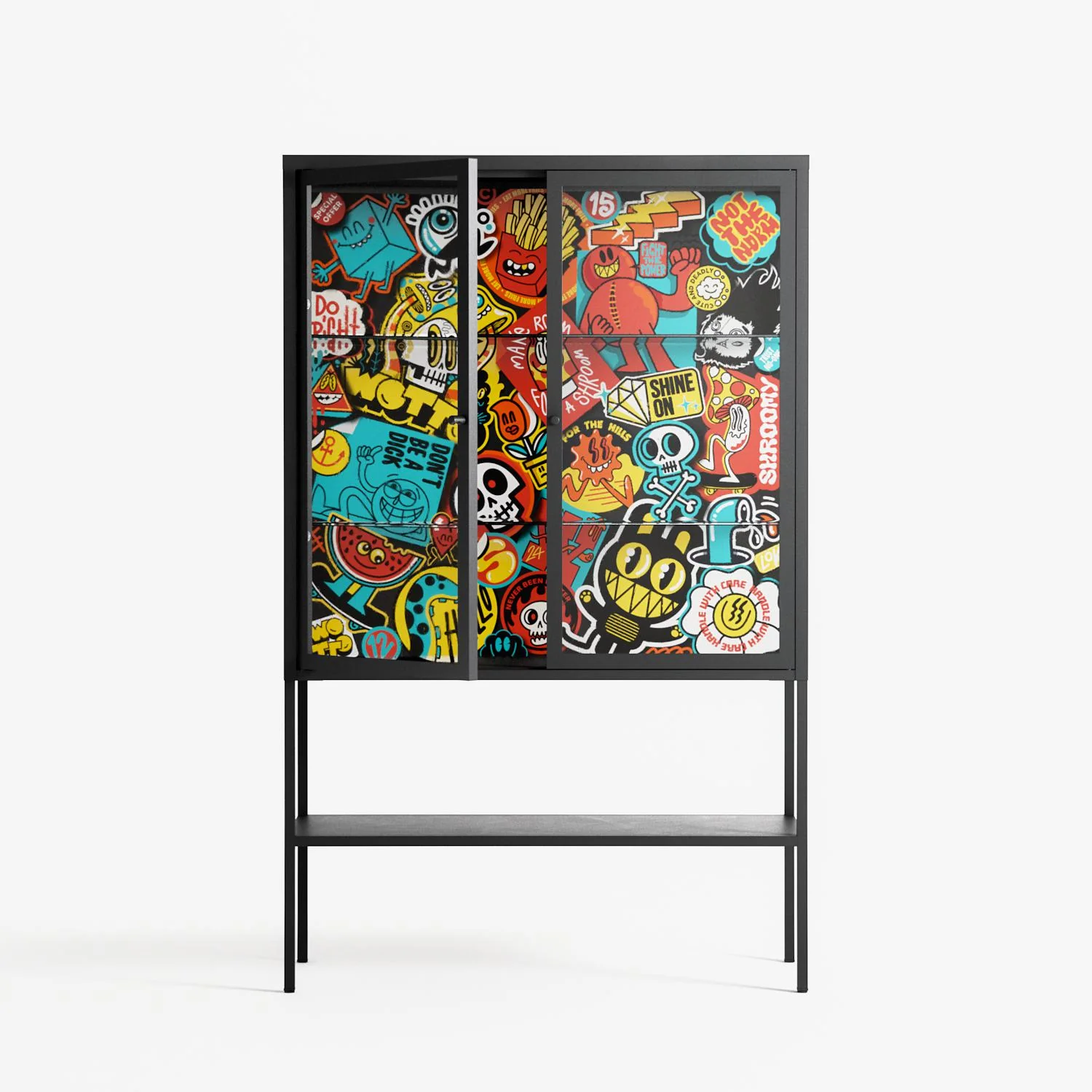 All The Stickers - Loft Cabinet - Craig Watkins - Antracite - Clear glass - Image 2