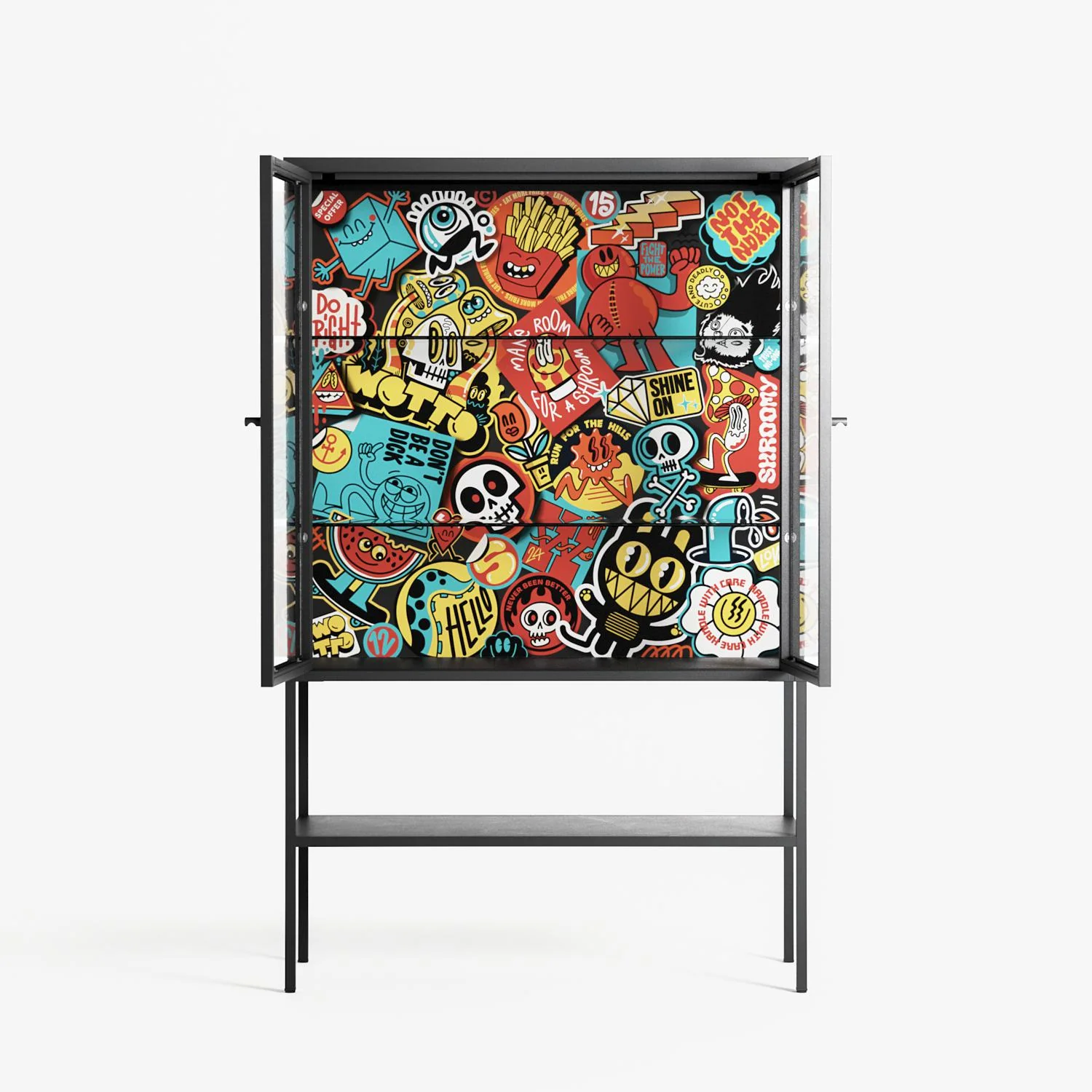 All The Stickers - Loft Cabinet - Craig Watkins - Antracite - Clear glass - Image 3