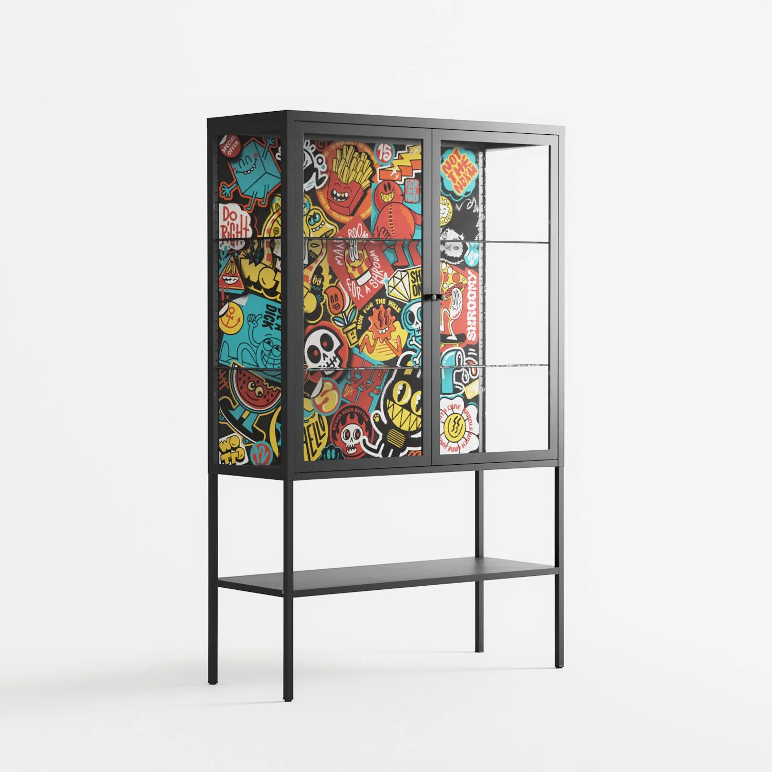 All The Stickers - Loft Cabinet - Craig Watkins - Antracite - Clear glass - Image 4