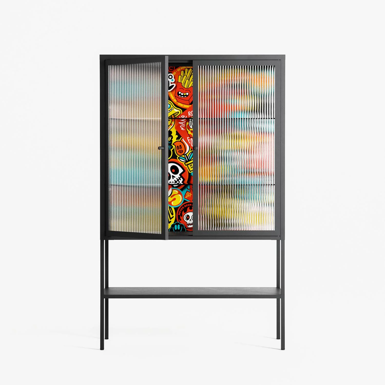 All The Stickers - Loft Cabinet - Craig Watkins - Antracite - Reeded glass - Image 2