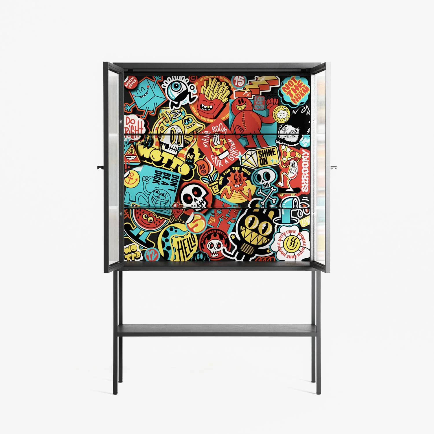 All The Stickers - Loft Cabinet - Craig Watkins - Antracite - Reeded glass - Image 3
