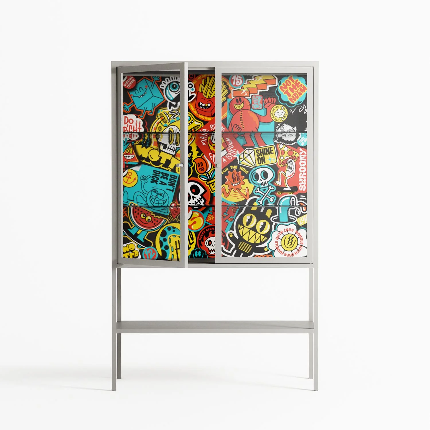 All The Stickers - Loft Cabinet - Craig Watkins - Chalk - Clear glass - Image 2