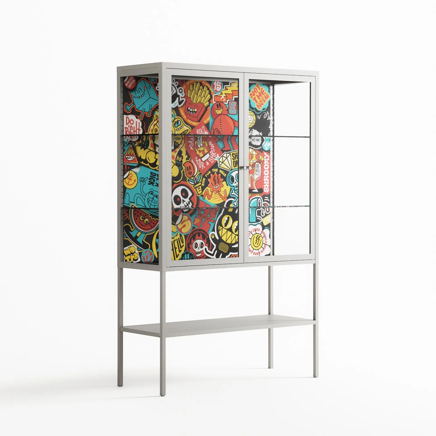 All The Stickers - Loft Cabinet - Craig Watkins - Chalk - Clear glass - Image 4