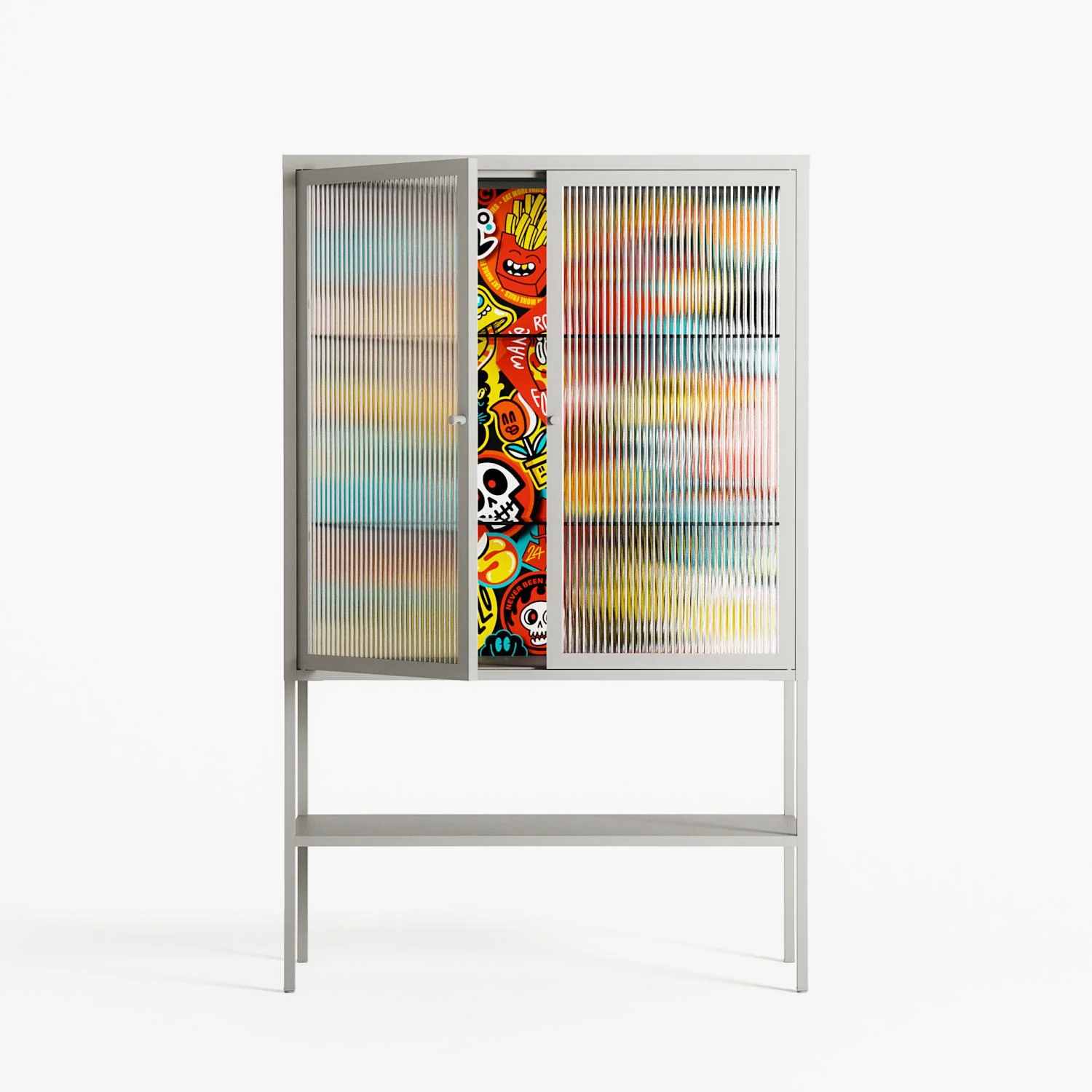 All The Stickers - Loft Cabinet - Craig Watkins - Chalk - Reeded glass - Image 2