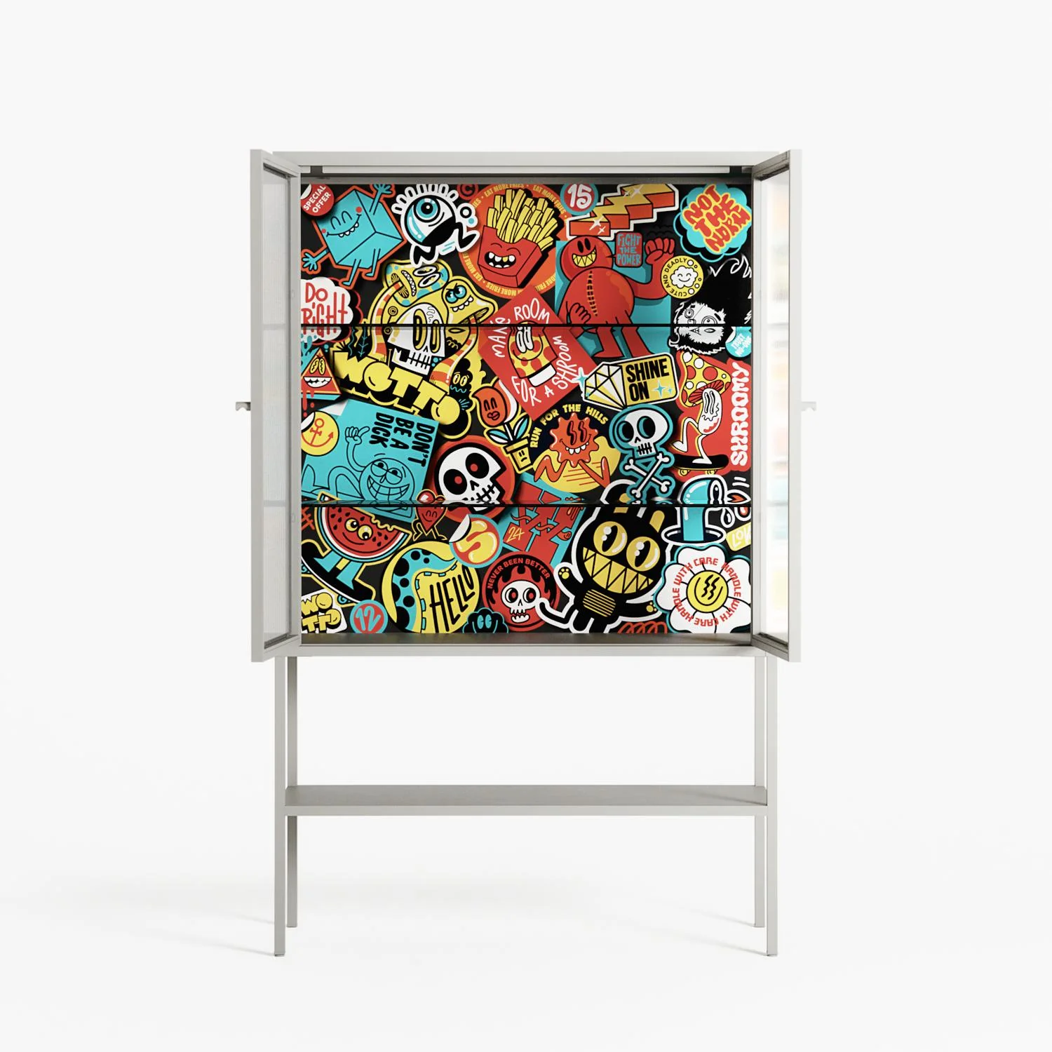 All The Stickers - Loft Cabinet - Craig Watkins - Chalk - Reeded glass - Image 3