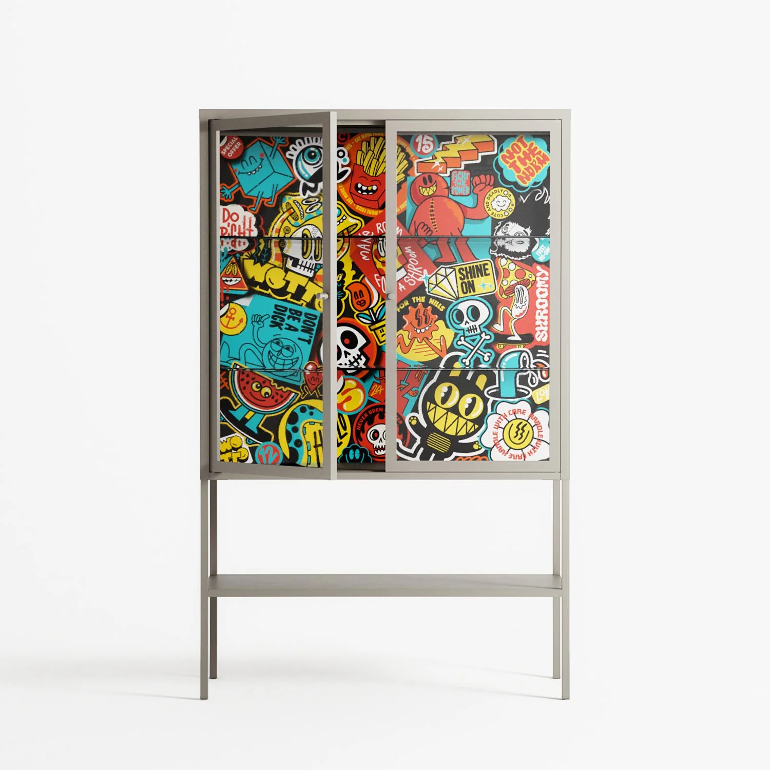 All The Stickers - Loft Cabinet - Craig Watkins - Pebble - Clear glass - Image 2