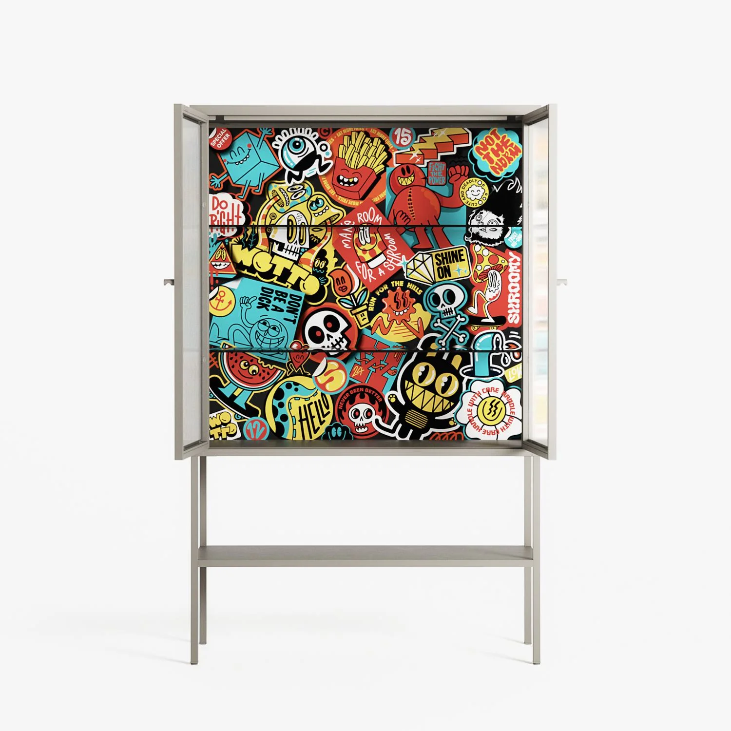 All The Stickers - Loft Cabinet - Craig Watkins - Pebble - Reeded glass - Image 3