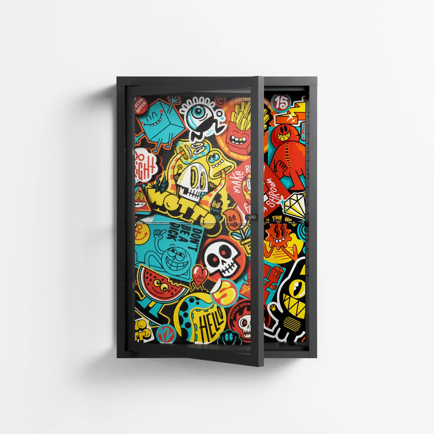 All The Stickers - Wall Cabinet - Craig Watkins - Antracite - Clear glass - Image 2