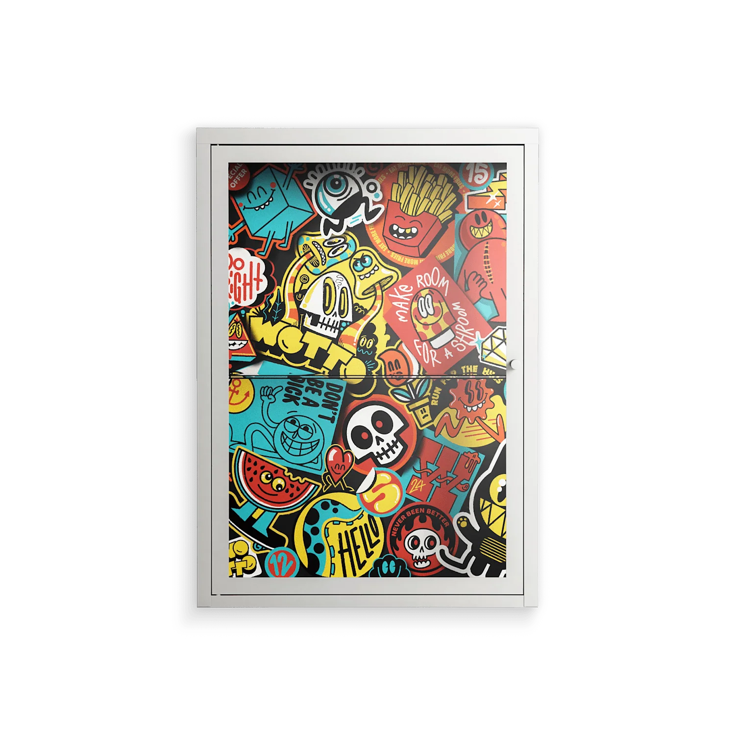 All The Stickers - Wall Cabinet - Craig Watkins - Chalk - Clear glass