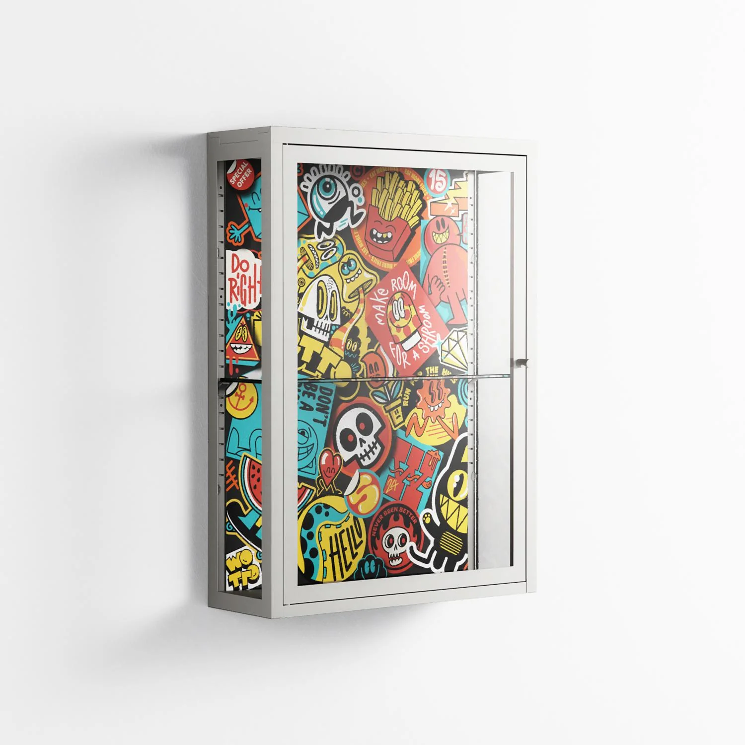 All The Stickers - Wall Cabinet - Craig Watkins - Chalk - Clear glass - Image 4