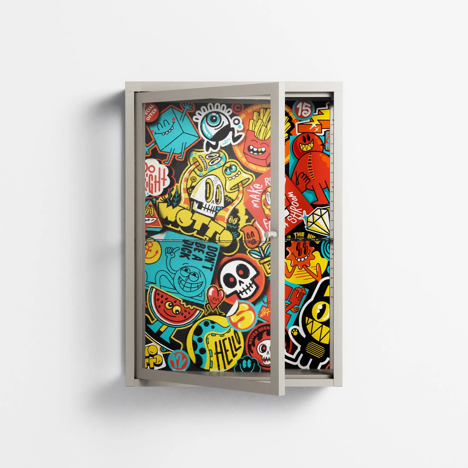 All The Stickers - Wall Cabinet - Craig Watkins - Pebble - Clear glass - Image 2