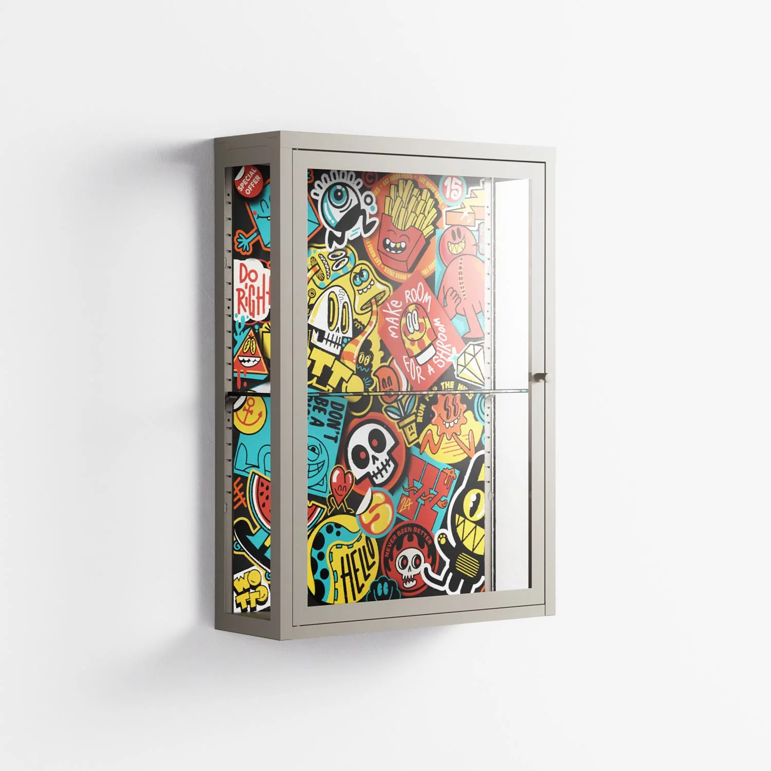 All The Stickers - Wall Cabinet - Craig Watkins - Pebble - Clear glass - Image 4