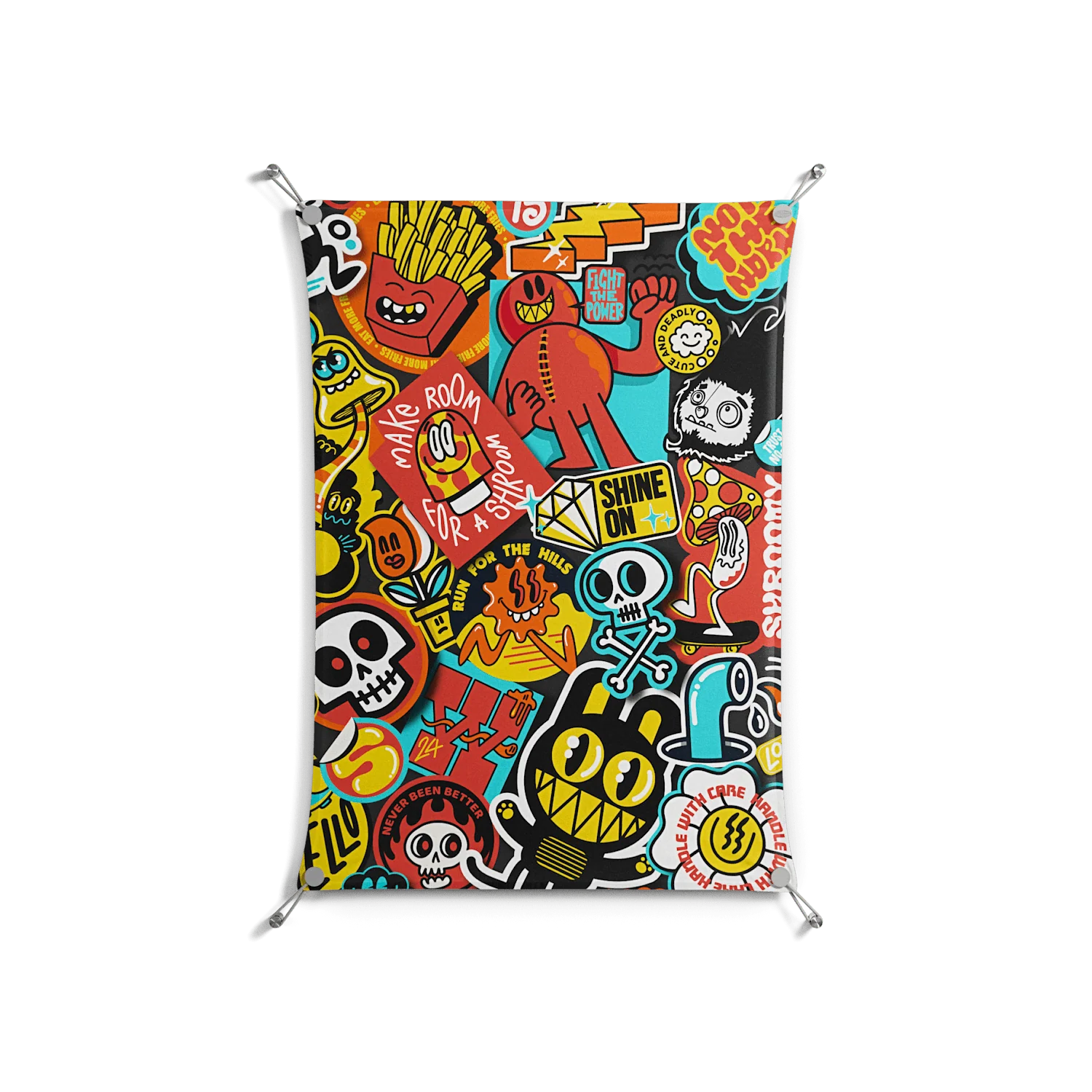 All The Stickers - Work On Wall - Craig Watkins - Silver - 70 x 100 cm