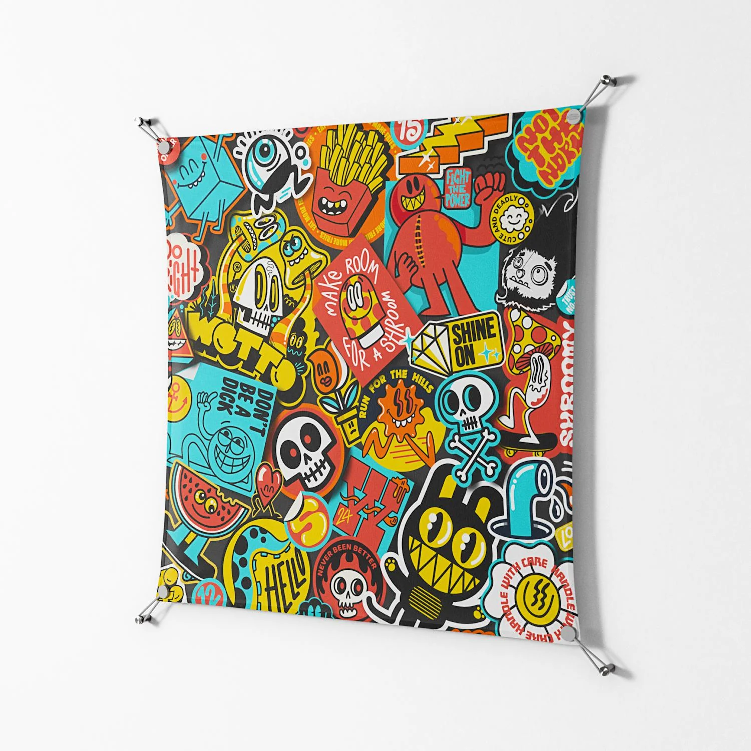 All The Stickers - Work On Wall - Craig Watkins - Silver - 90 x 90 cm - Image 2