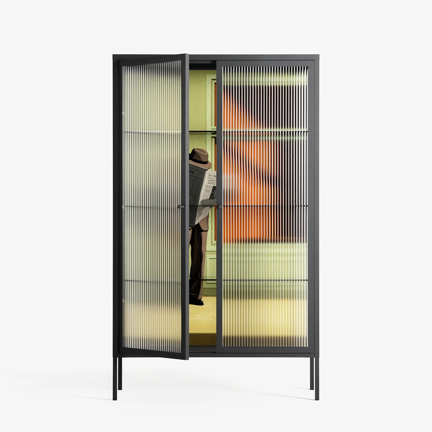 Anonymous Reader - Cabinet - Kristin Eriksson - Antracite - Reeded glass - Image 2