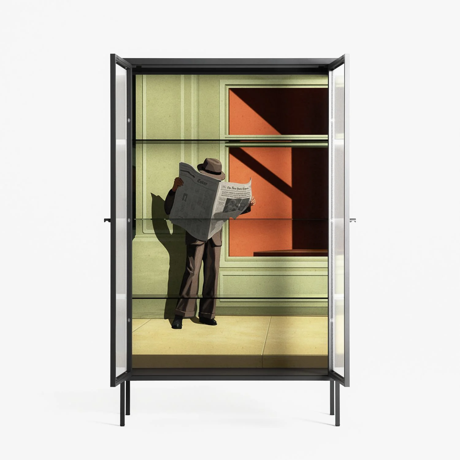 Anonymous Reader - Cabinet - Kristin Eriksson - Antracite - Reeded glass - Image 3