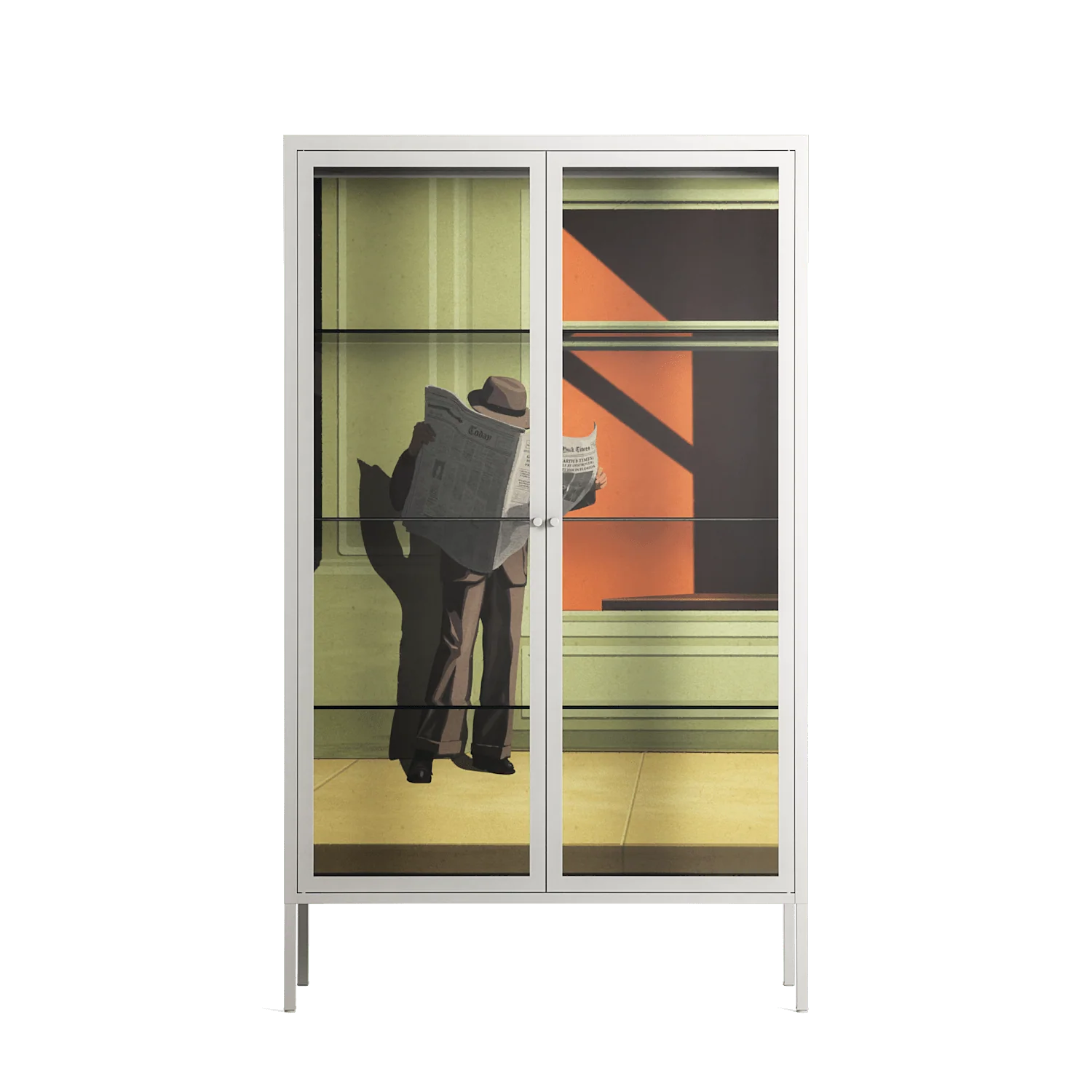Anonymous Reader - Cabinet - Kristin Eriksson - Chalk - Clear glass