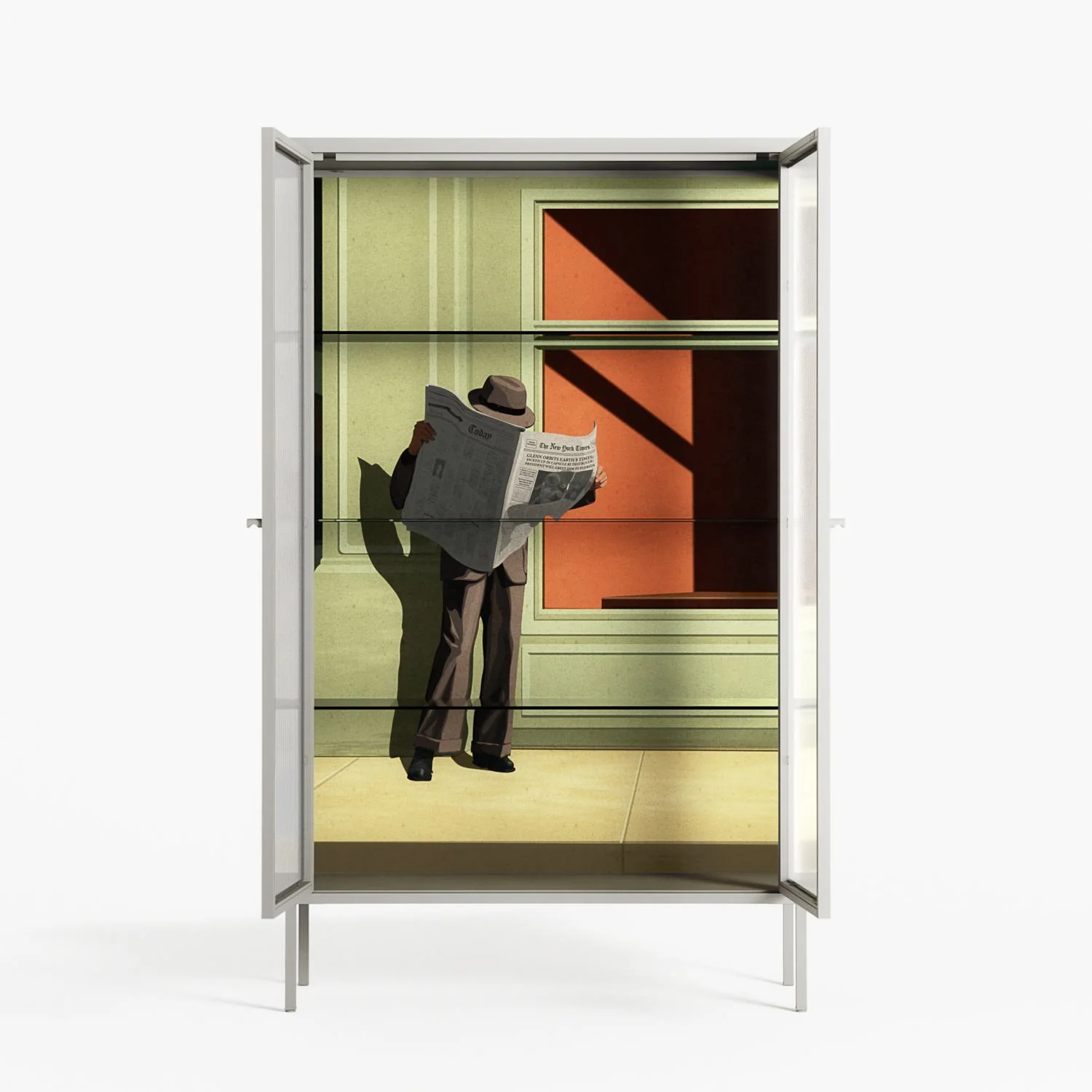Anonymous Reader - Cabinet - Kristin Eriksson - Chalk - Reeded glass - Image 3