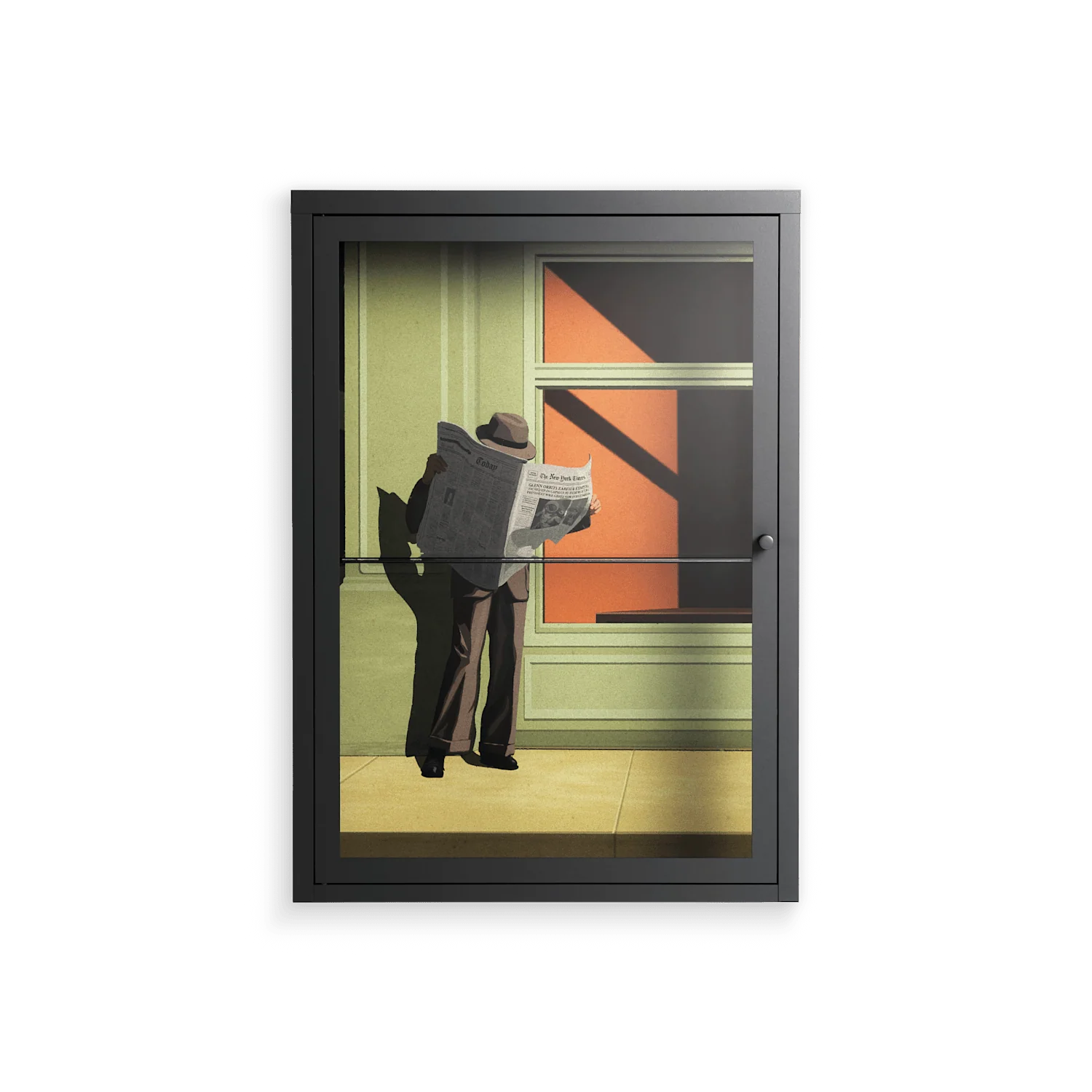 Anonymous Reader - Wall Cabinet - Kristin Eriksson - Antracite - Clear glass